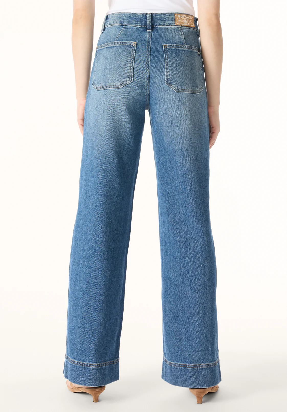 High Rise Wide Leg Addie Women's Jeans, Authentic Worn Indigo - BL16064 - Image 3