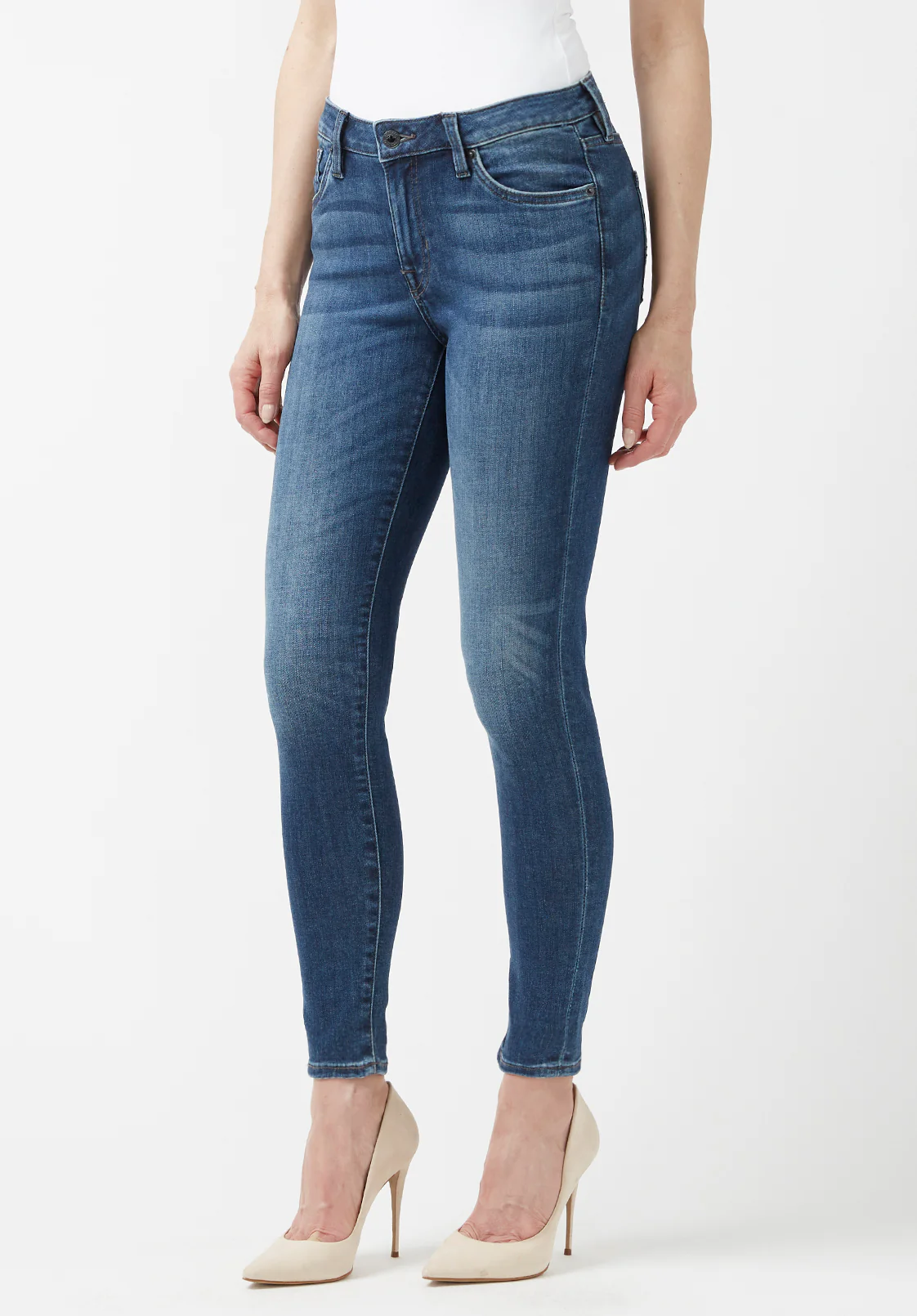 Mid Rise Skinny Alexa Women's Jeans in Mid Blue - BL15669 - Image 4