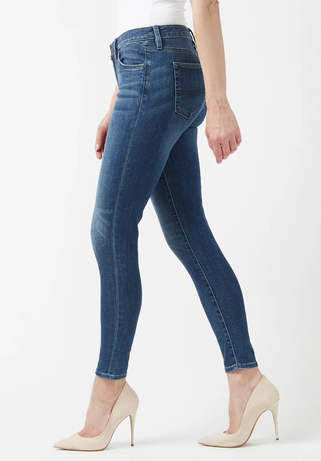 Mid Rise Skinny Alexa Women's Jeans in Mid Blue - BL15669 - Image 6