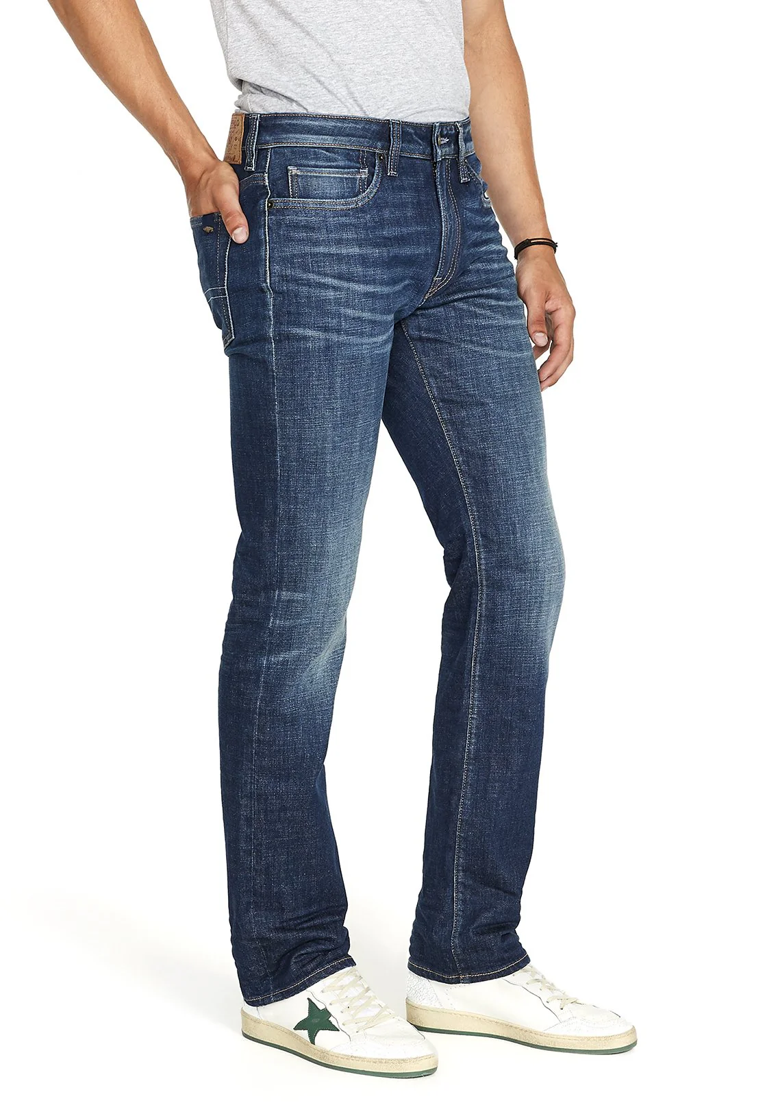 Relaxed Straight Driven Men's Jeans in Dark Blue Sanded- BM22640 - Image 3