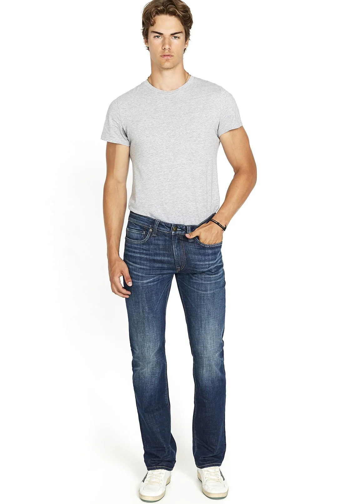 Relaxed Straight Driven Men's Jeans in Dark Blue Sanded- BM22640 - Image 4