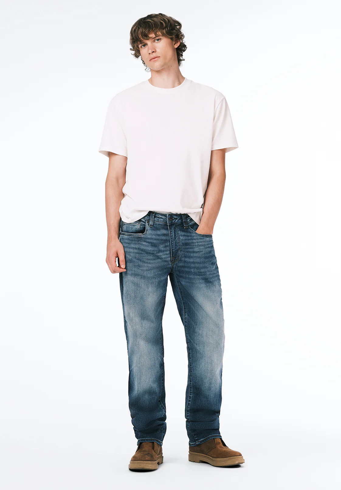 Relaxed Straight Driven Men's Jeans in Sanded Blue - BM22641 - Image 4