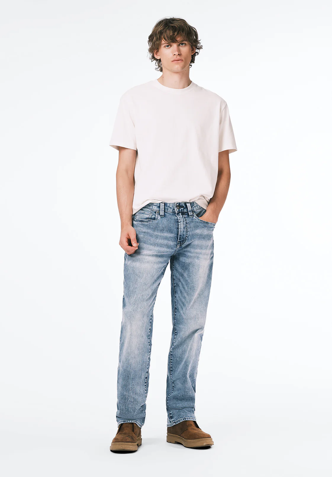 Relaxed Straight Driven Men's Jeans, Sandblasted Light Blue - BM20606 - Image 4