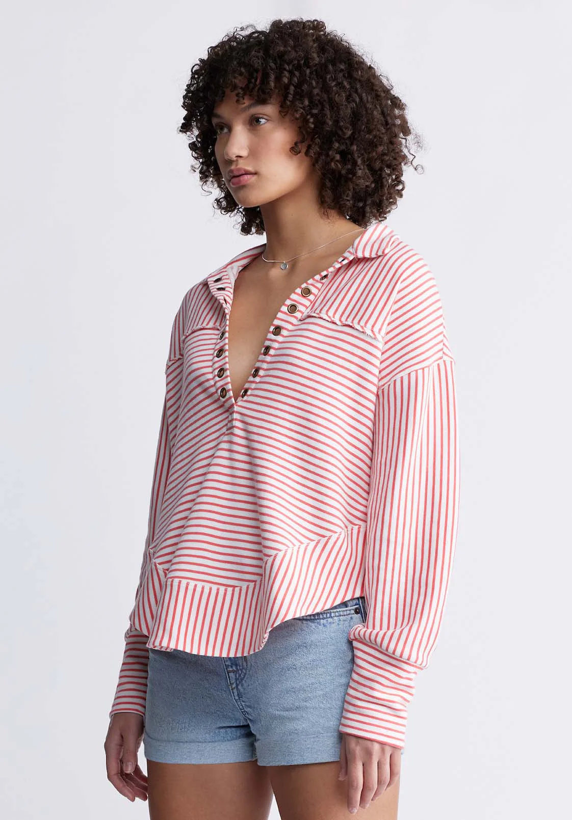 Ellowynne Women’s Striped Pullover in White & Red - KT0099P - Image 3
