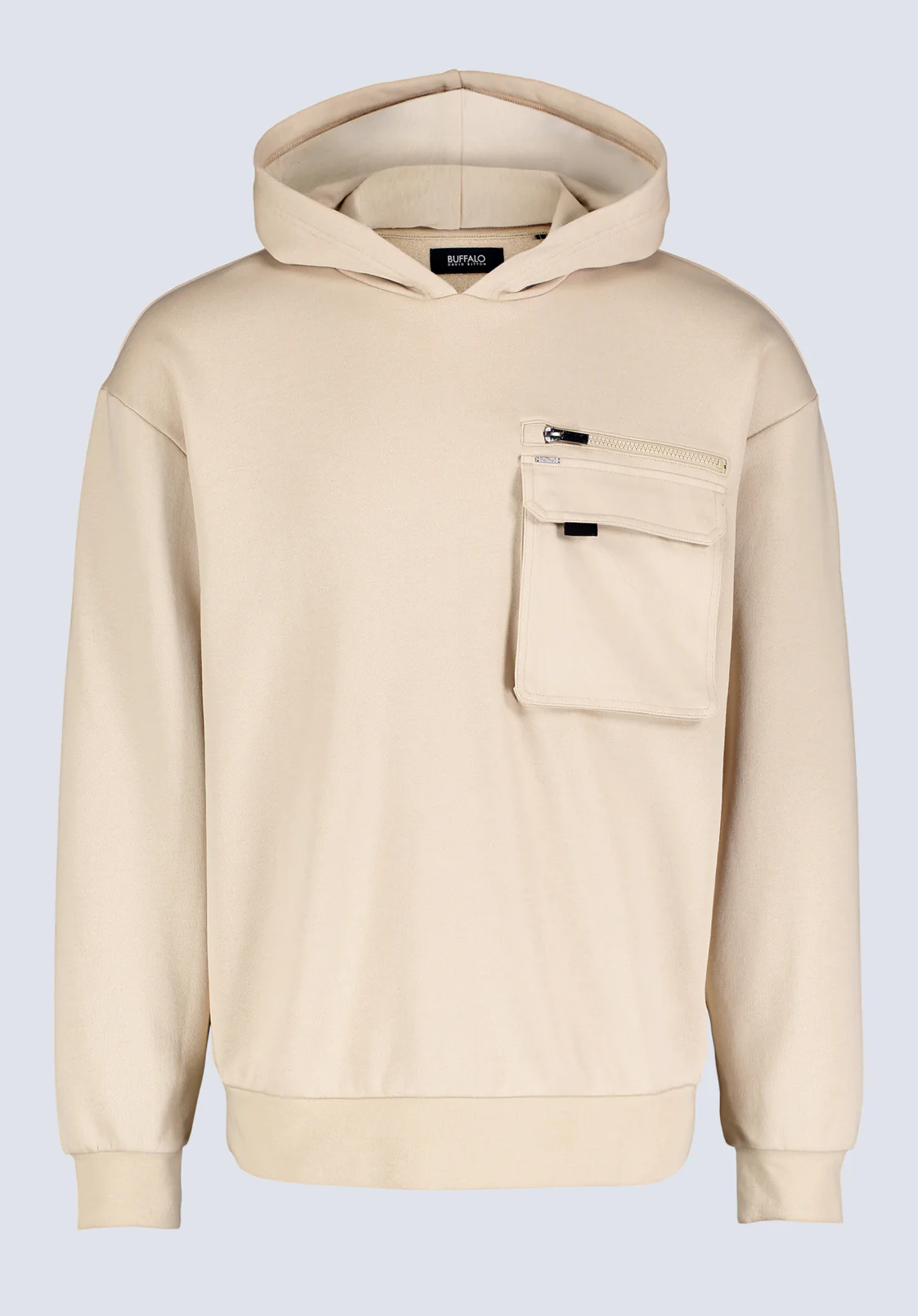 Fabio Men's Hooded Sweatshirt with Chest Pocket, Cream - BM24393 - Image 7