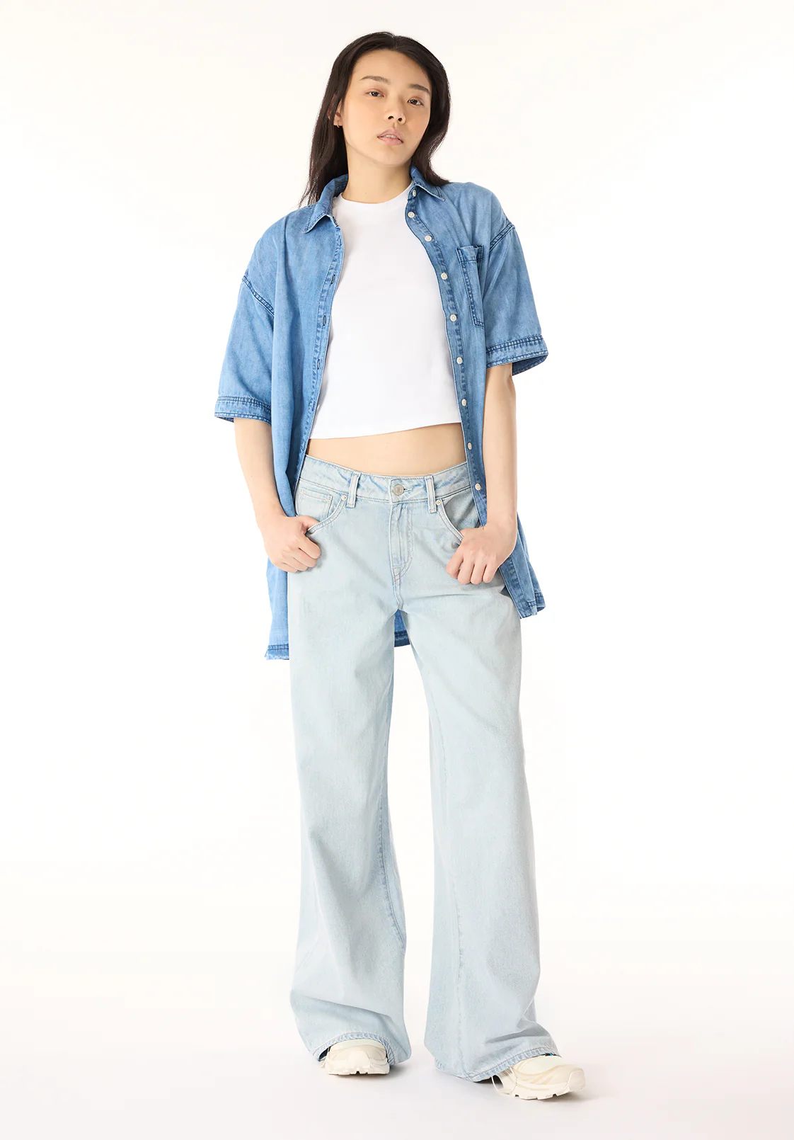 Freida Women's Mid-Sleeve Button-Up Shirt Dress, Classic Vintage Blue - WD0069P - Image 4