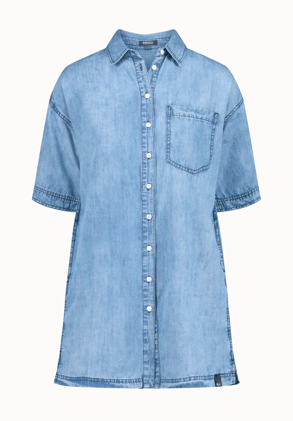 Freida Women's Mid-Sleeve Button-Up Shirt Dress, Classic Vintage Blue - WD0069P - Image 5