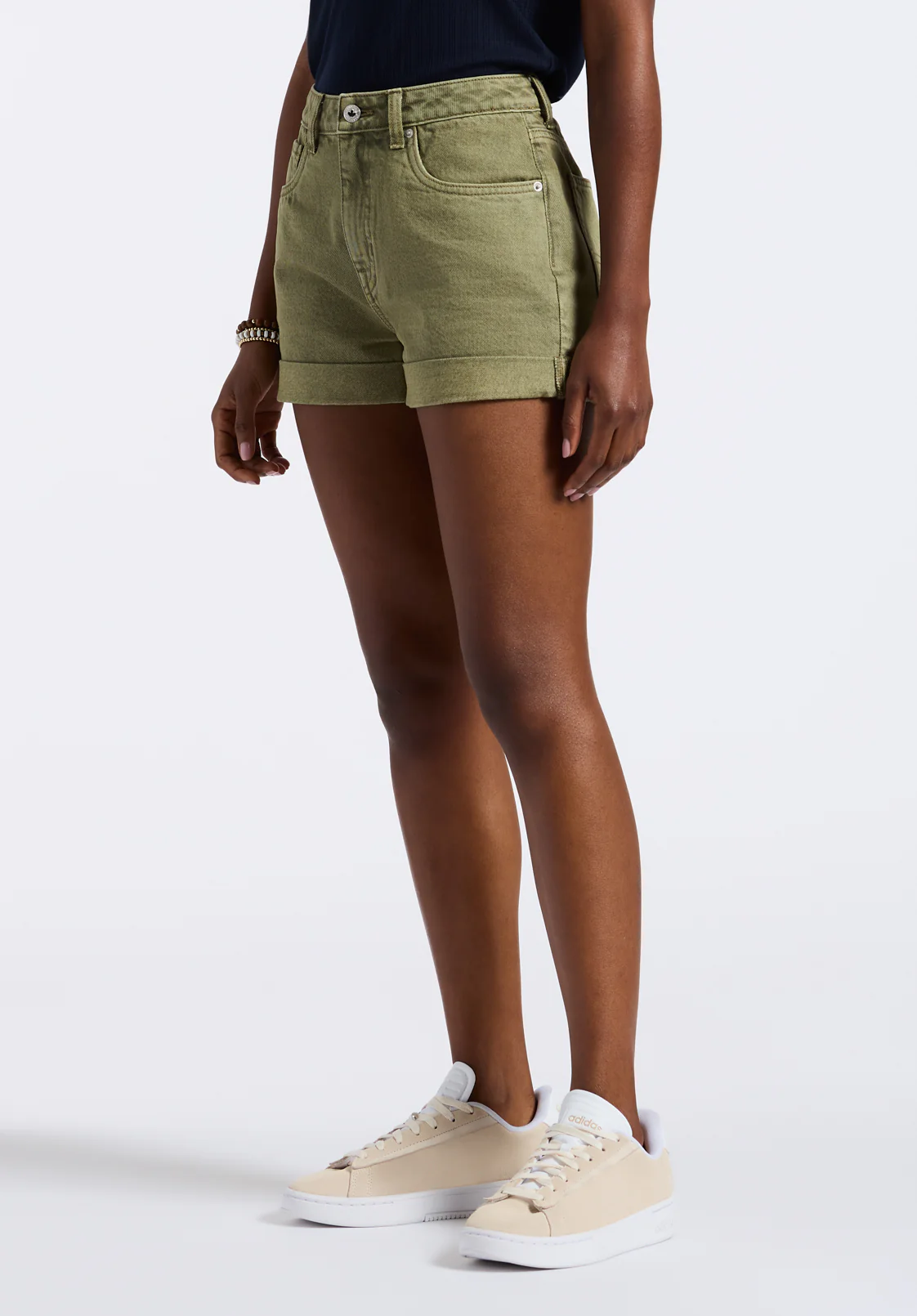 Goldie Women's High-Rise Shorts in Green wash - BL15963 - Image 3