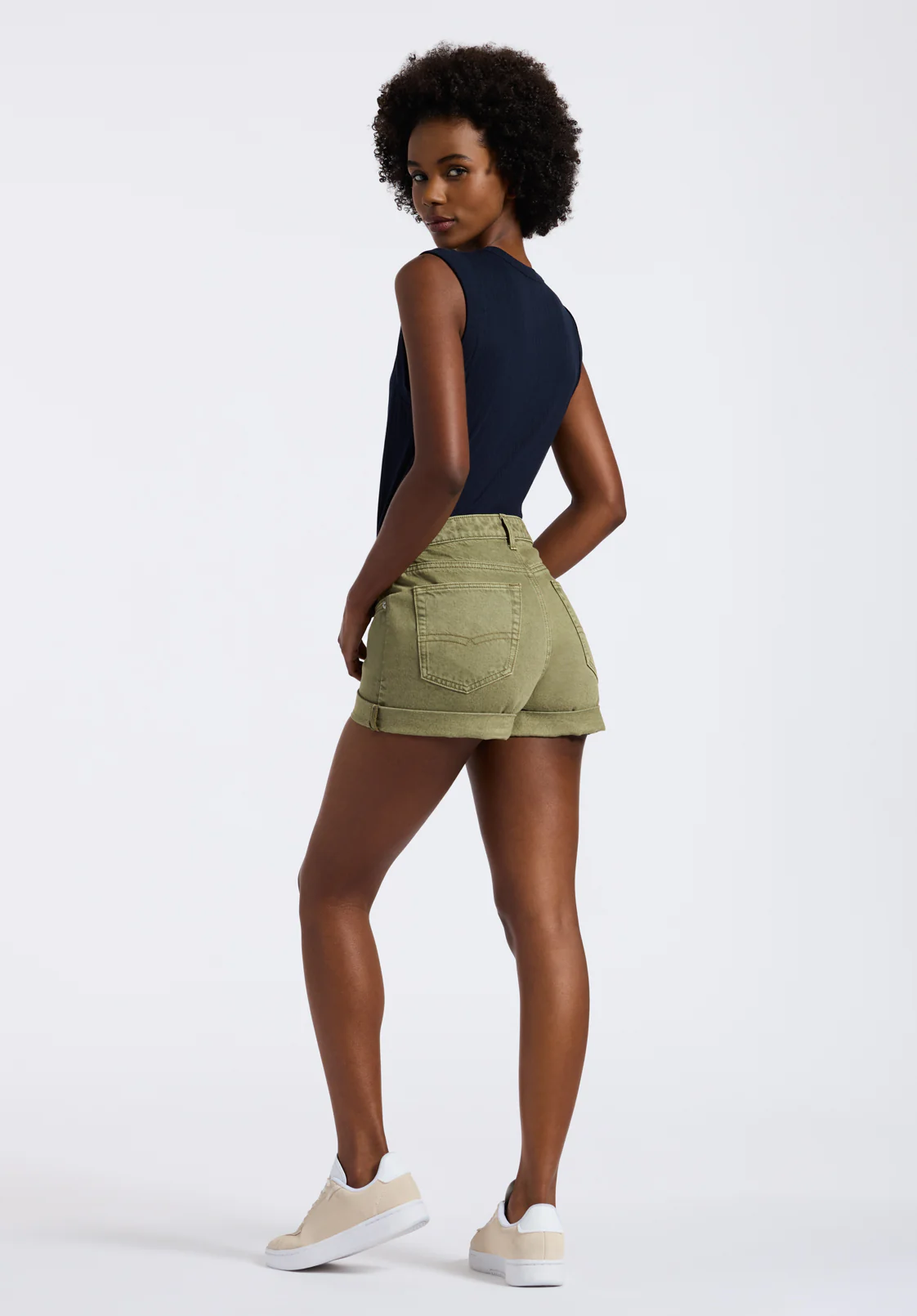 Goldie Women's High-Rise Shorts in Green wash - BL15963 - Image 5