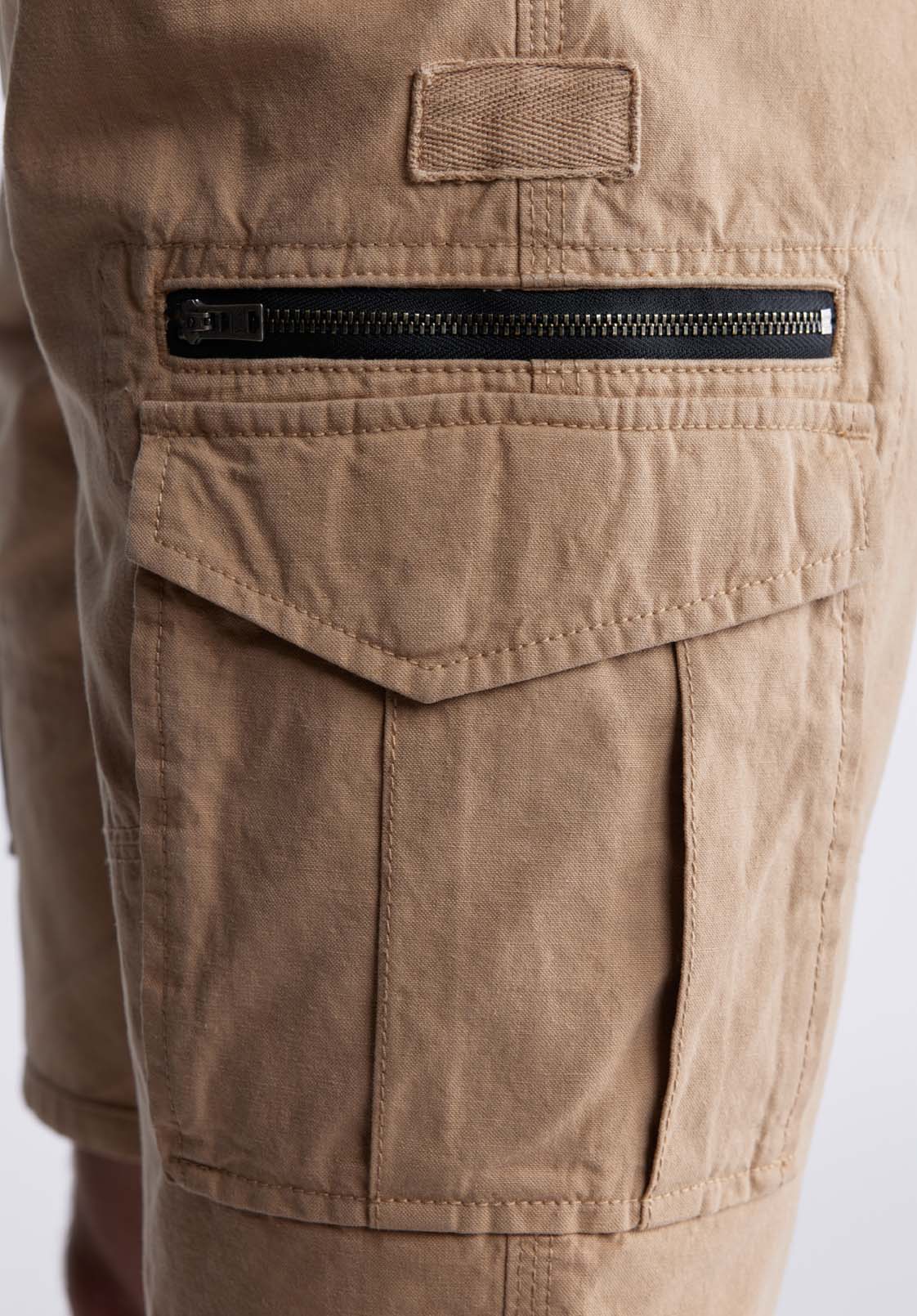 Hiero Men's Shorts with Cargo Pockets in Tan - BM24270 - Image 6
