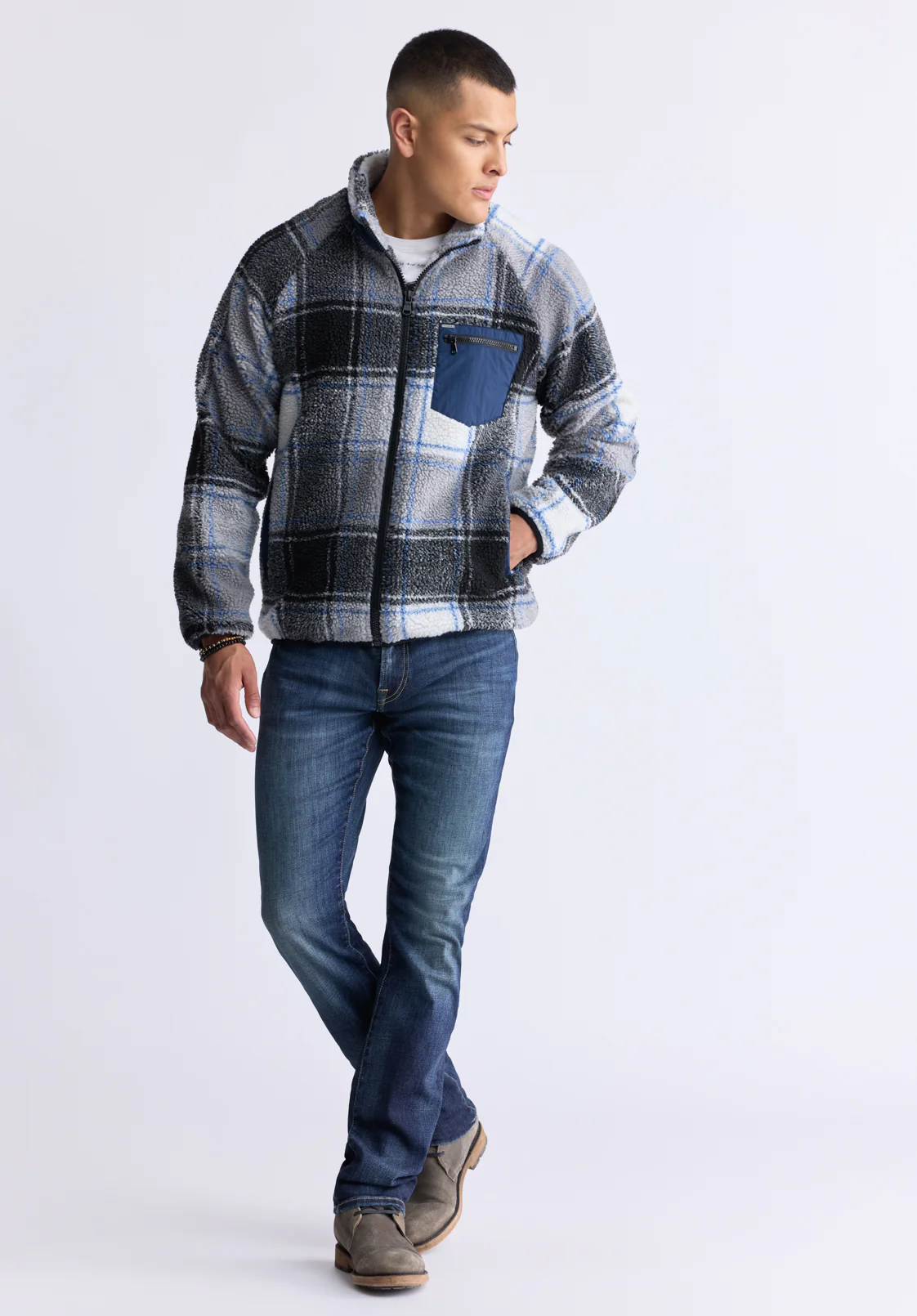 Jaik Men's Sherpa Bomber Jacket, Midnight Blue - BM24490 - Image 4