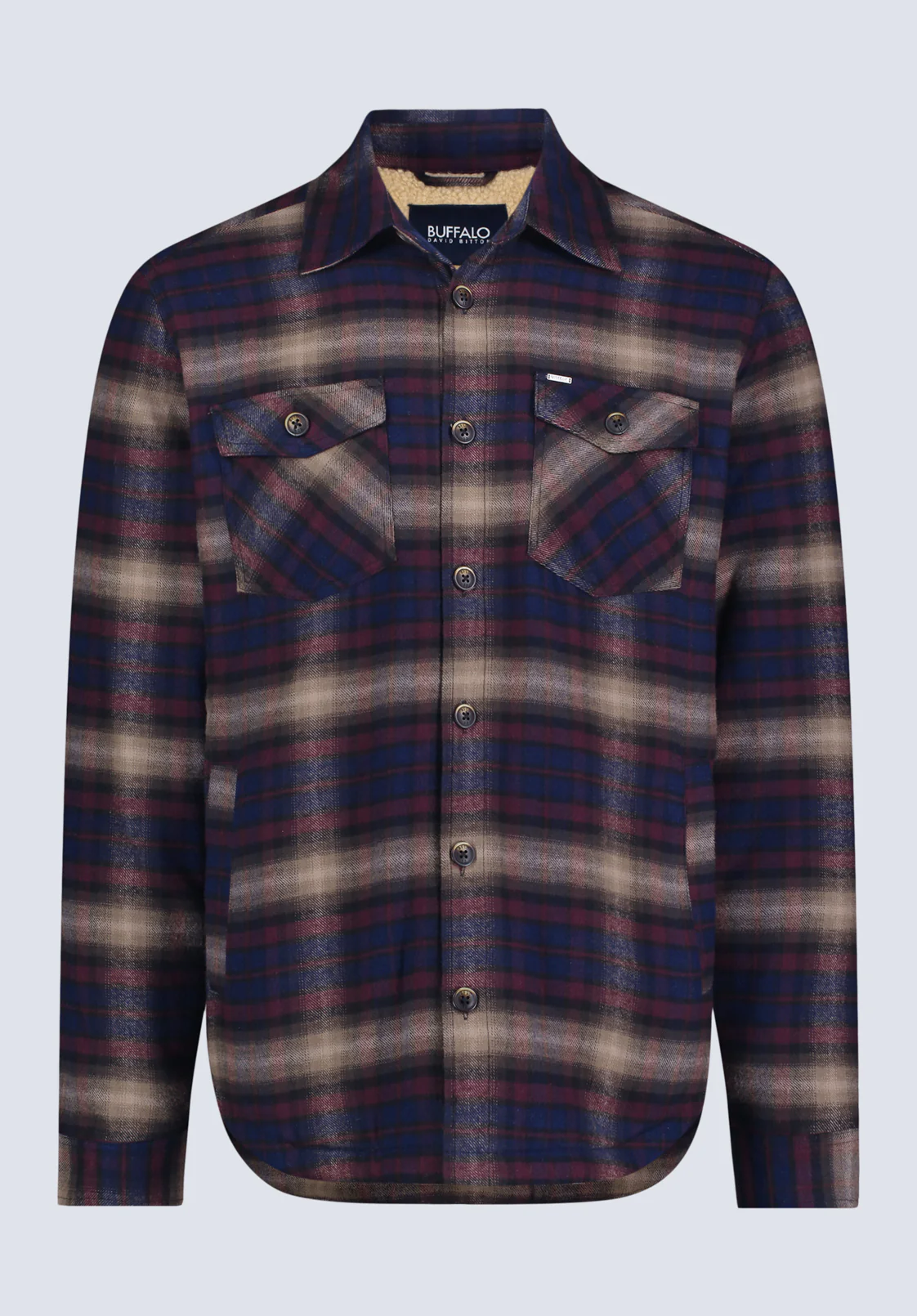 Jalika Men's Plaid Shacket with Sherpa Lining, Whale & Beige - BM24447 - Image 6