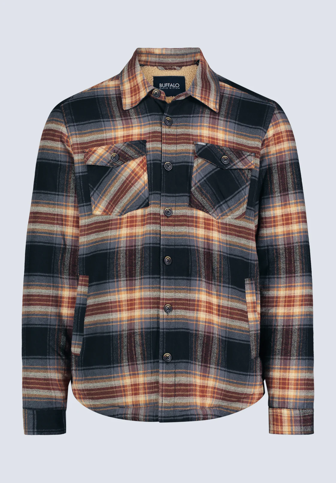 Jalika Men's Plaid Shacket with Sherpa Lining, Black & Brown - BM24447 - Image 7