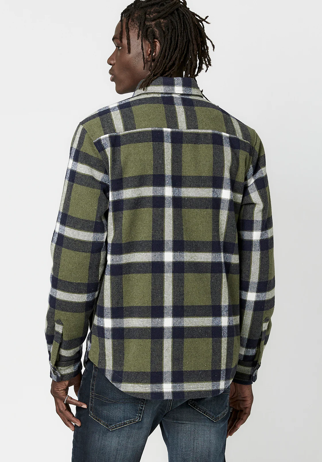 Japuy Men's Plaid Shacket in Green - BM23653 - Image 3