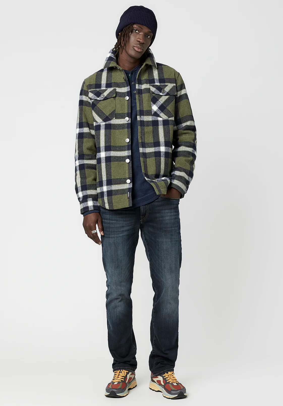 Japuy Men's Plaid Shacket in Green - BM23653 - Image 4