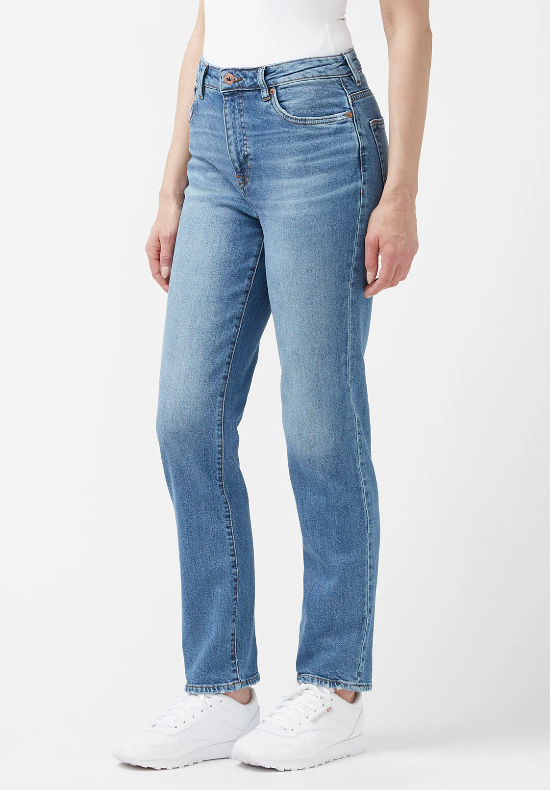 High Rise Straight Jayden Women's Jeans in Veined and Contrasted Blue - BL15844 - Image 3