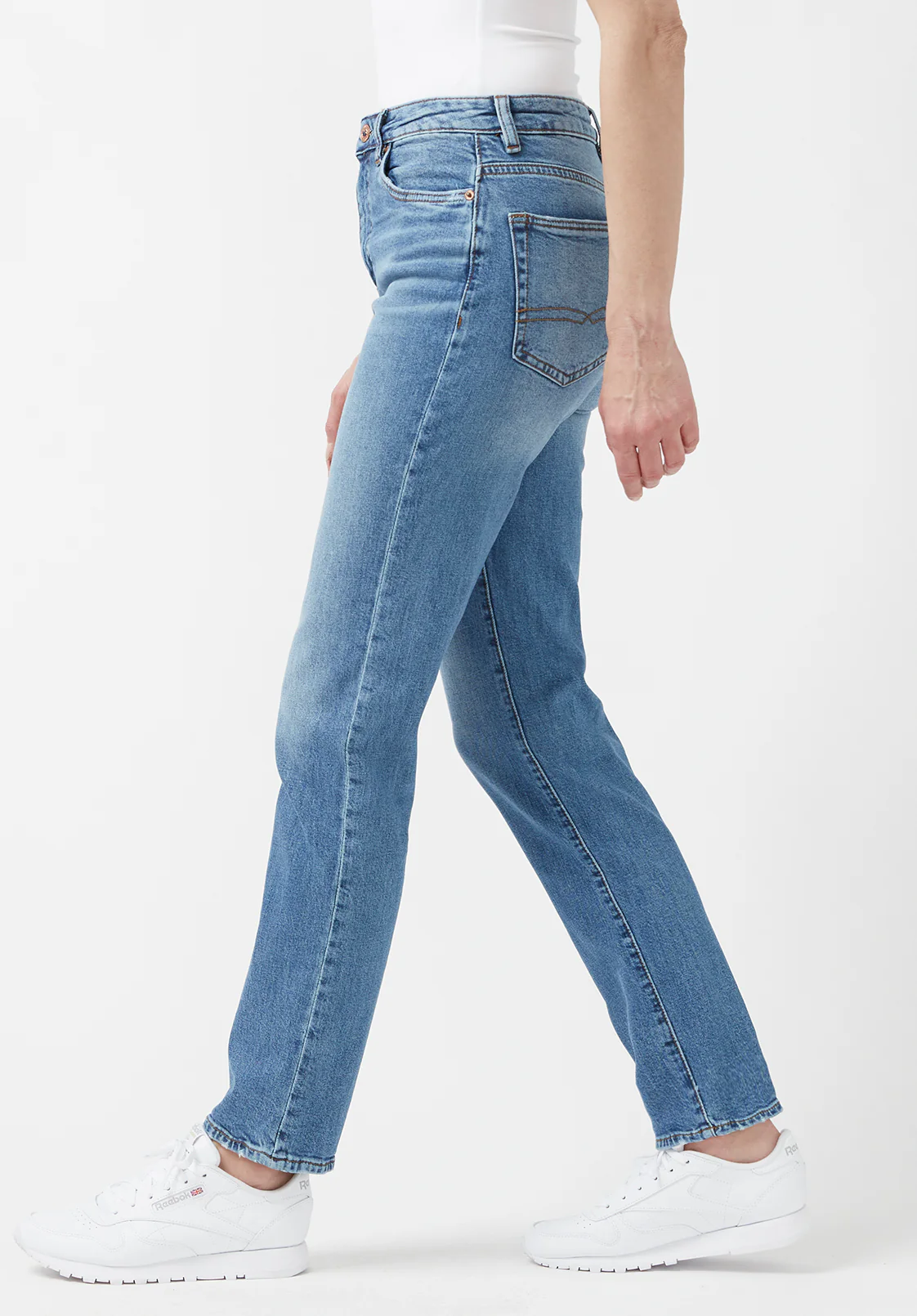 High Rise Straight Jayden Women's Jeans in Veined and Contrasted Blue - BL15844 - Image 4