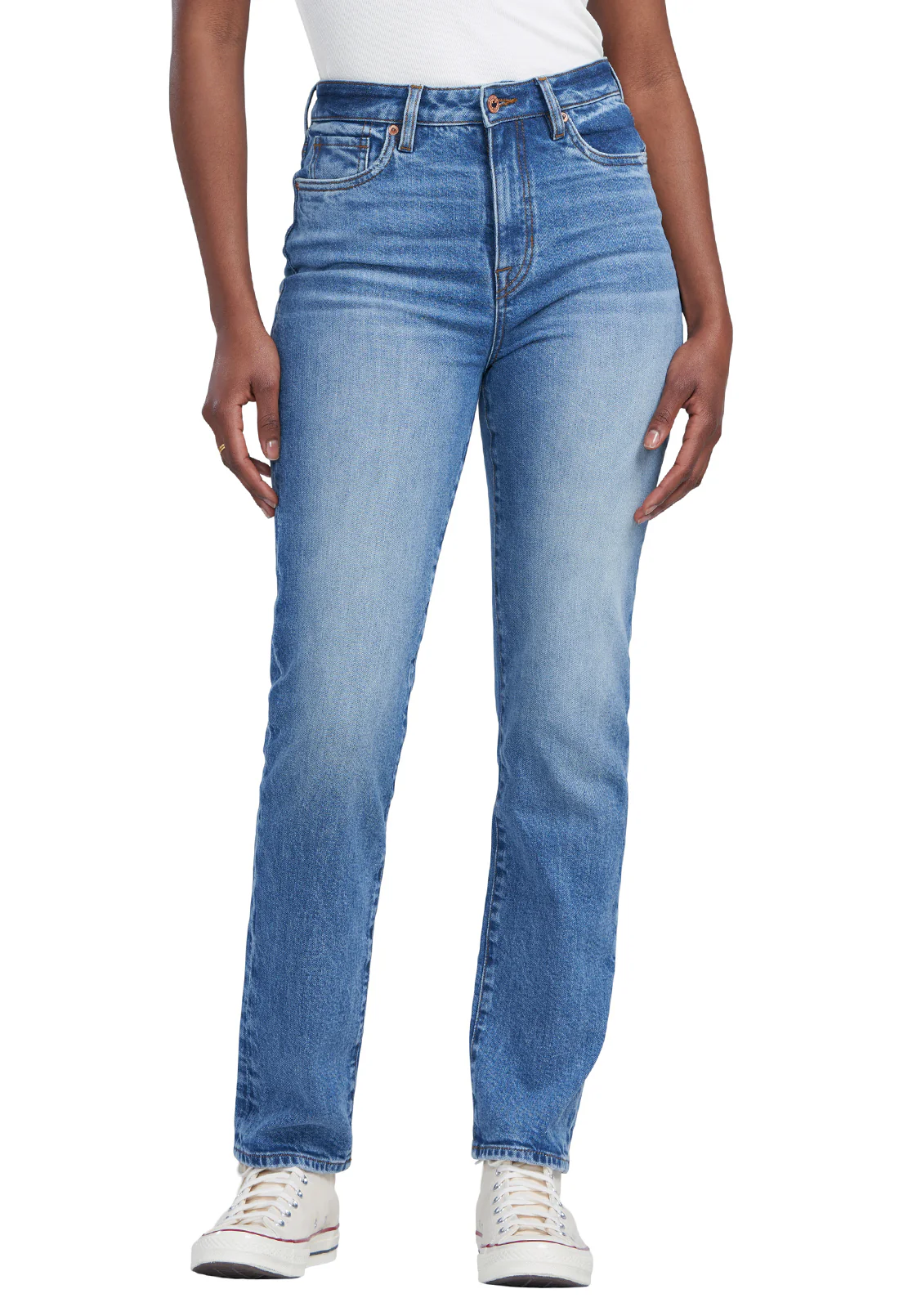 High Rise Straight Jayden Women's Jeans in Veined and Contrasted Blue - BL15844 - Image 6