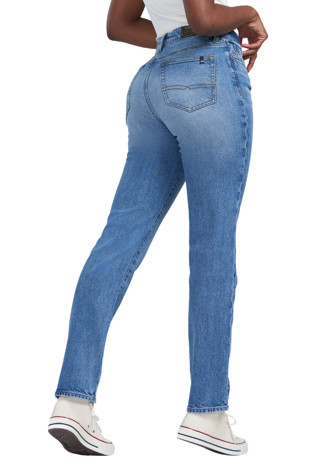 High Rise Straight Jayden Women's Jeans in Veined and Contrasted Blue - BL15844 - Image 7