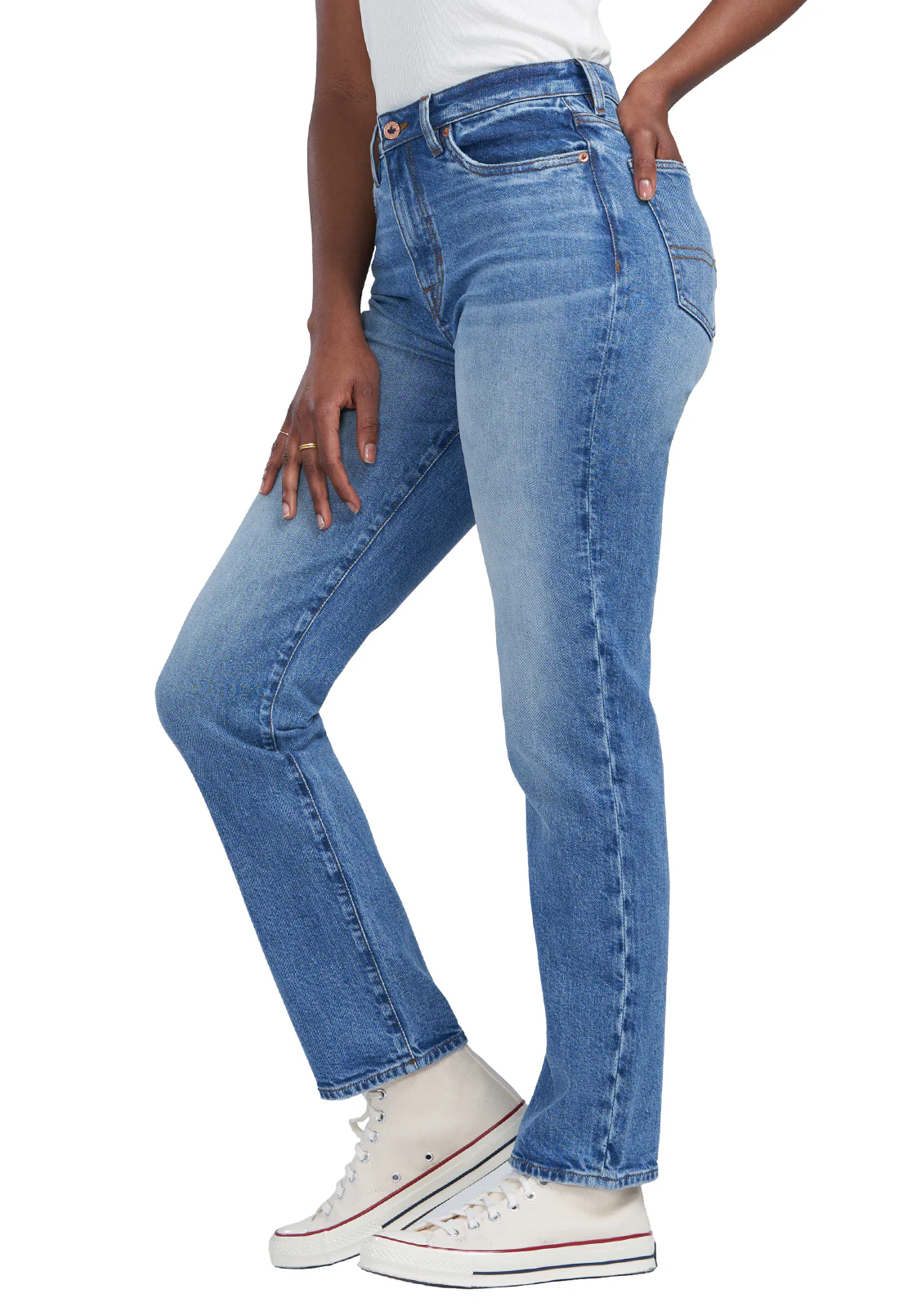 High Rise Straight Jayden Women's Jeans in Veined and Contrasted Blue - BL15844 - Image 8