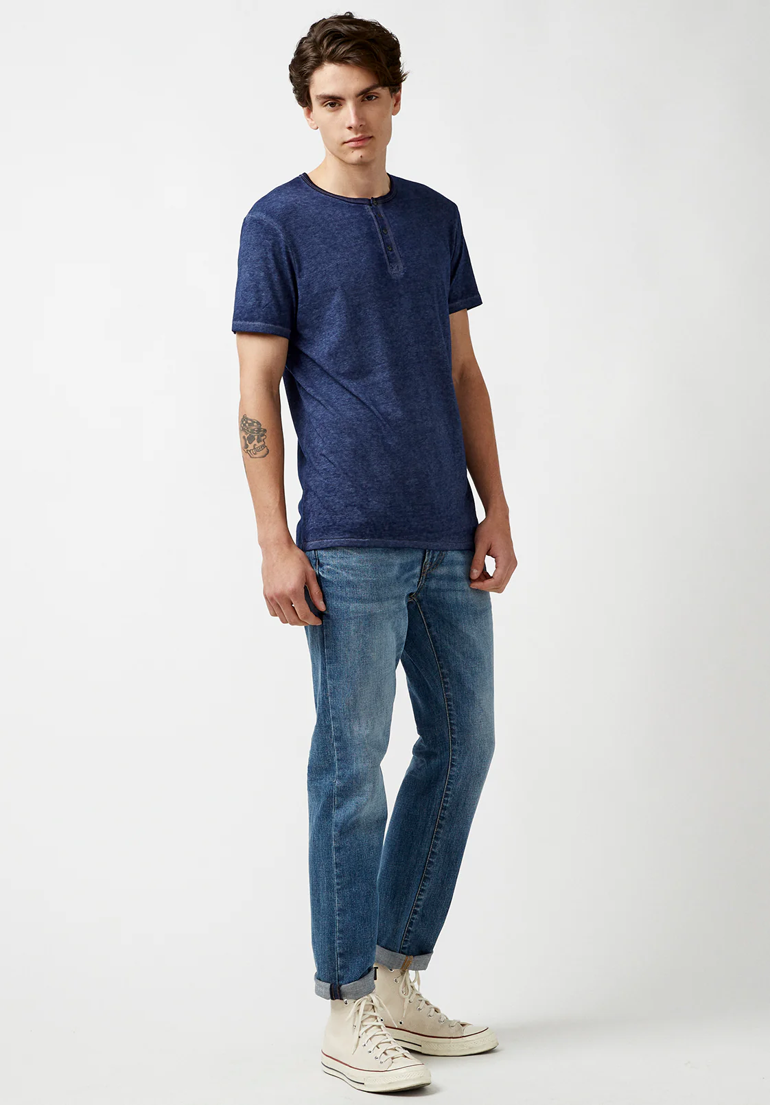 Kasum Buttoned Henley Men's T-Shirt in Dark Blue - BM21411 - Image 4