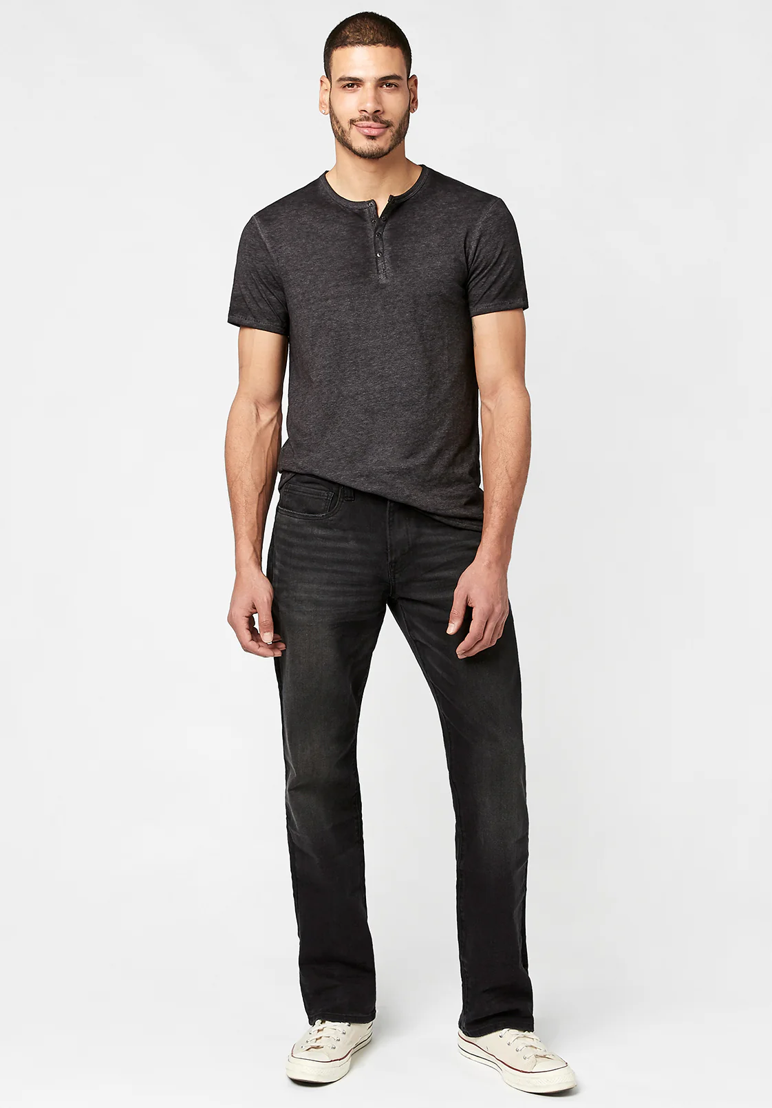 Kasum Buttoned Henley Men's T-Shirt in Black - BM21411 - Image 3