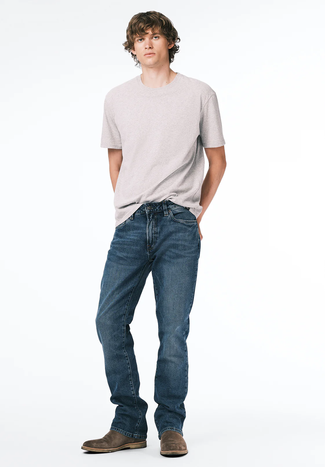 Slim Bootcut King Men's Jeans, Creased and Sanded Indigo - BM26033 - Image 4