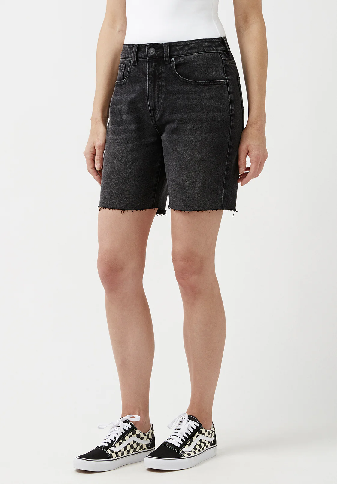 Maggie Whiskered Black Vintage Mom Shorts - BL15920 - Image 3