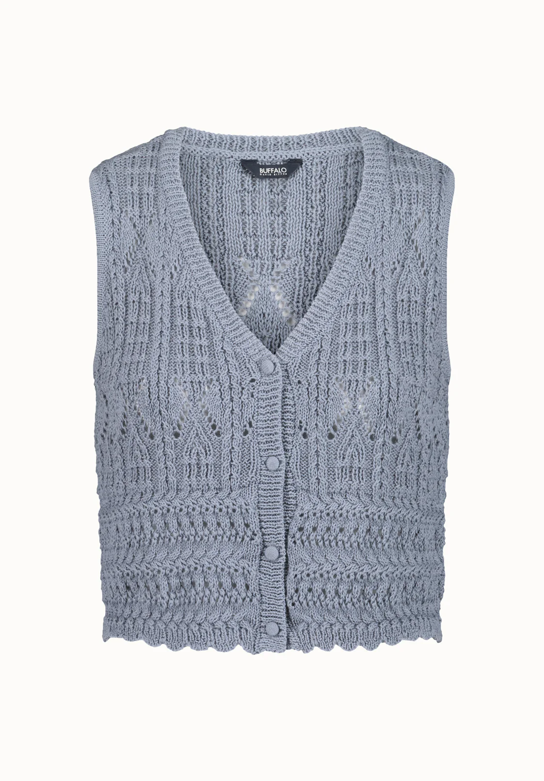 Merrybell Women's Pointelle Knit Button-Down Vest, Bleached Navy - SW0114P - Image 5