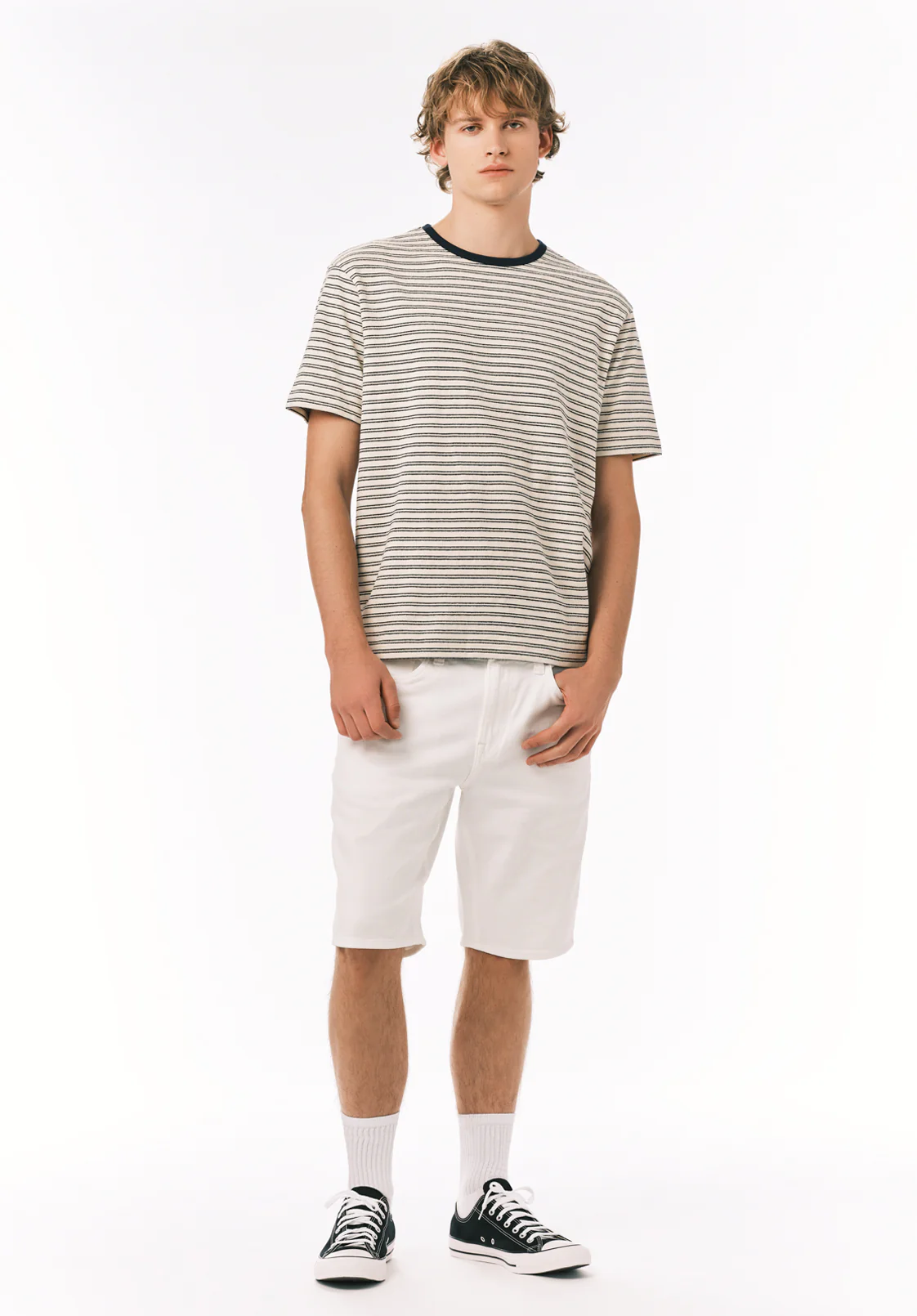 Slim Parker Men's Denim Shorts in White Rinse - BM22775 - Image 4