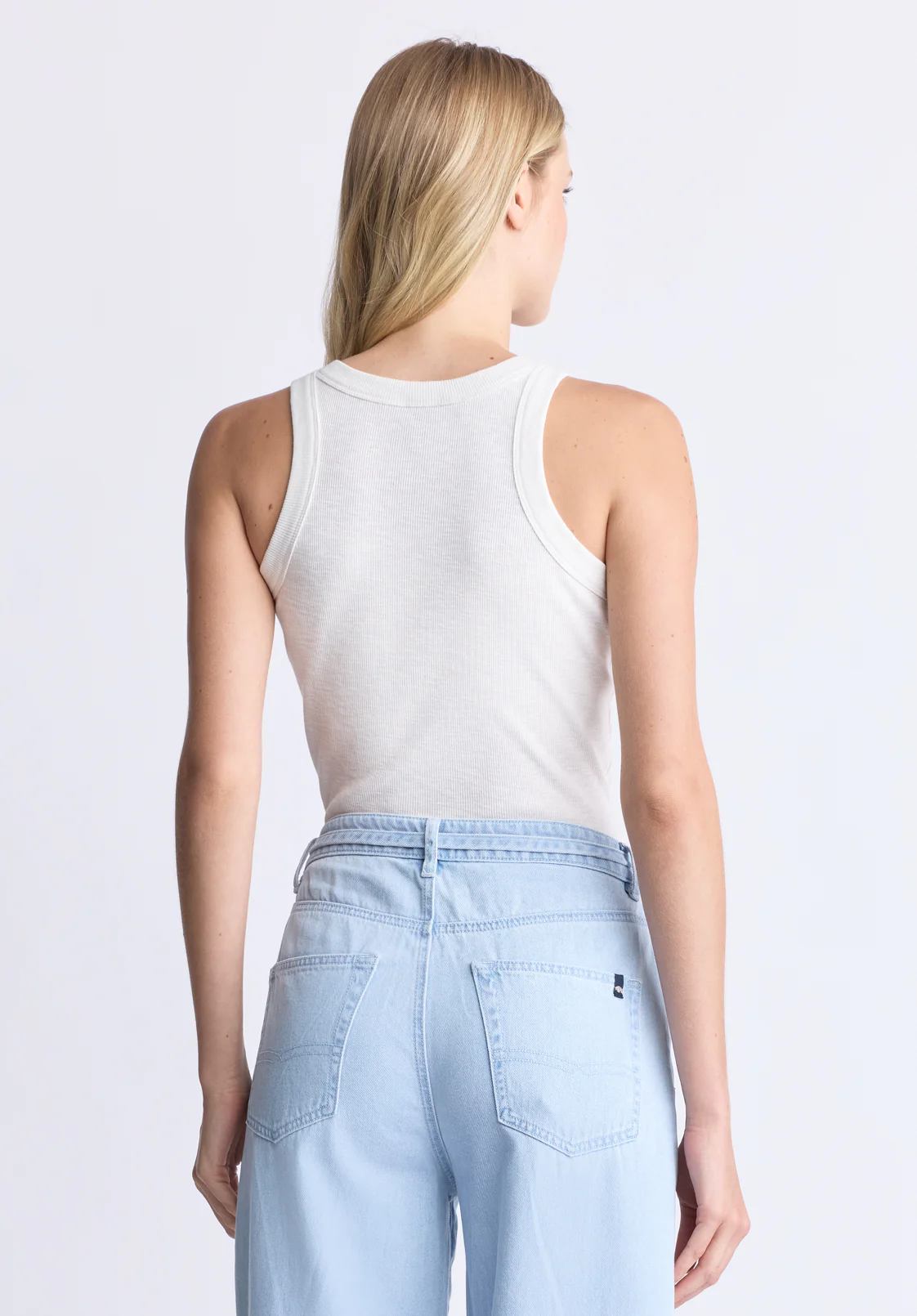 Regine Women's Ribbed Tank Top, Cloud White - KT0119H - Image 3