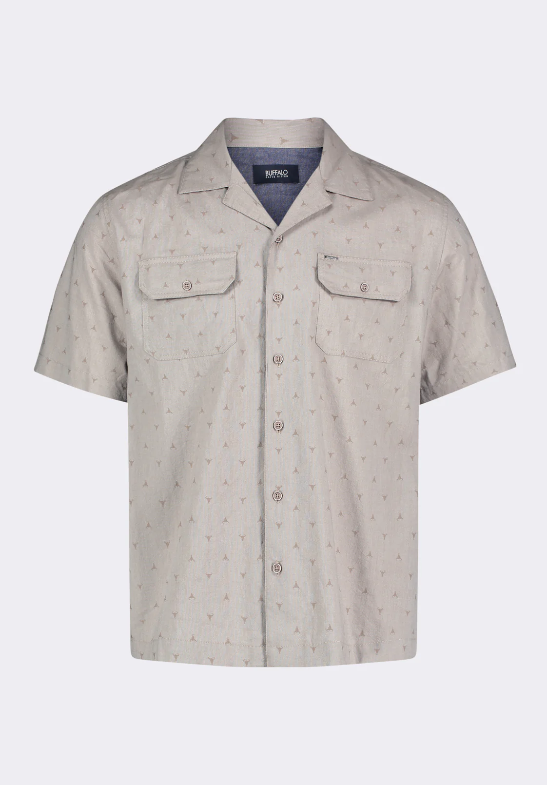 Salaman Men's Short-Sleeve Patterned Shirt with Chest Pockets, Tuffet Beige - BM24552 - Image 5