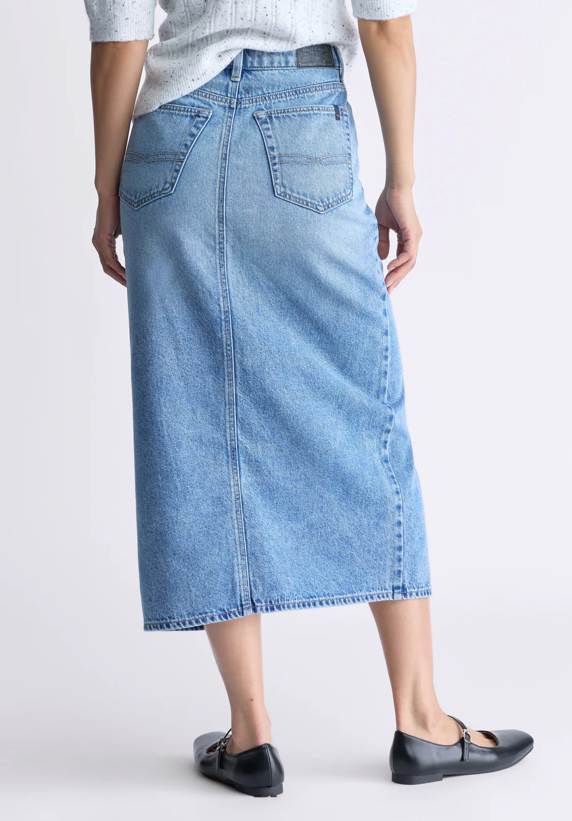 High Rise Samantha Women's Denim Skirt, Sanded Medium Indigo - BL16008 - Image 3