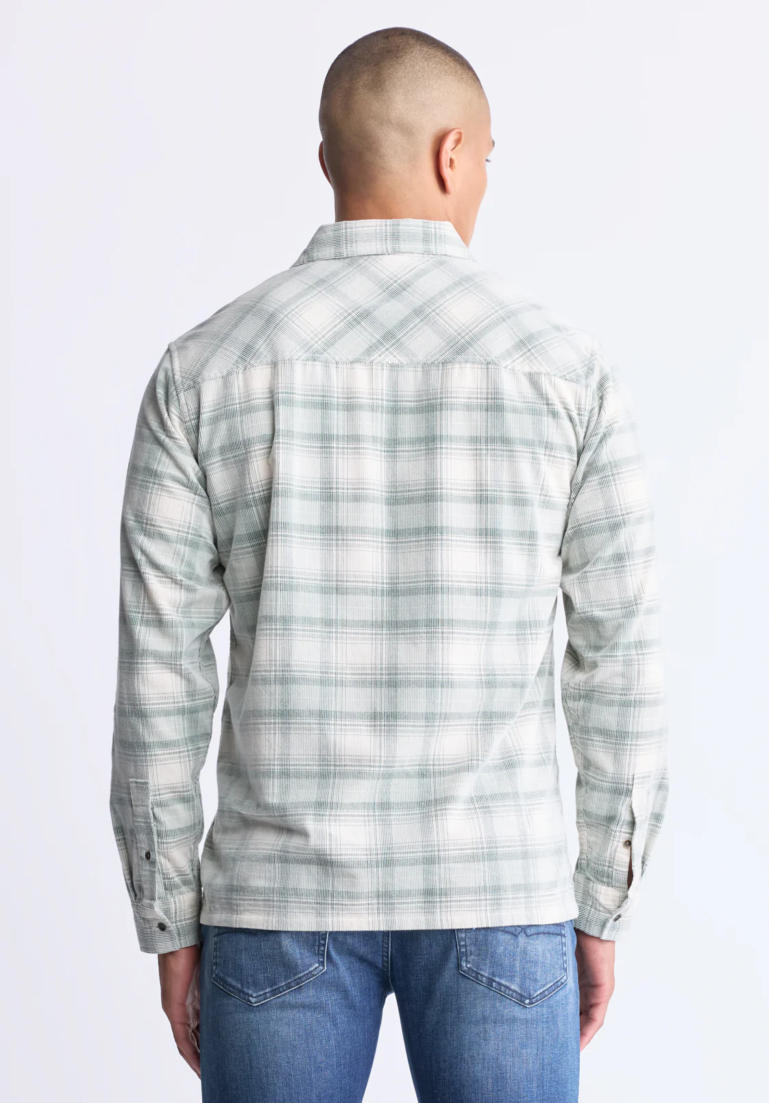 Satro Men's Long-Sleeve Plaid Shirt, Green - BM24498 - Image 3