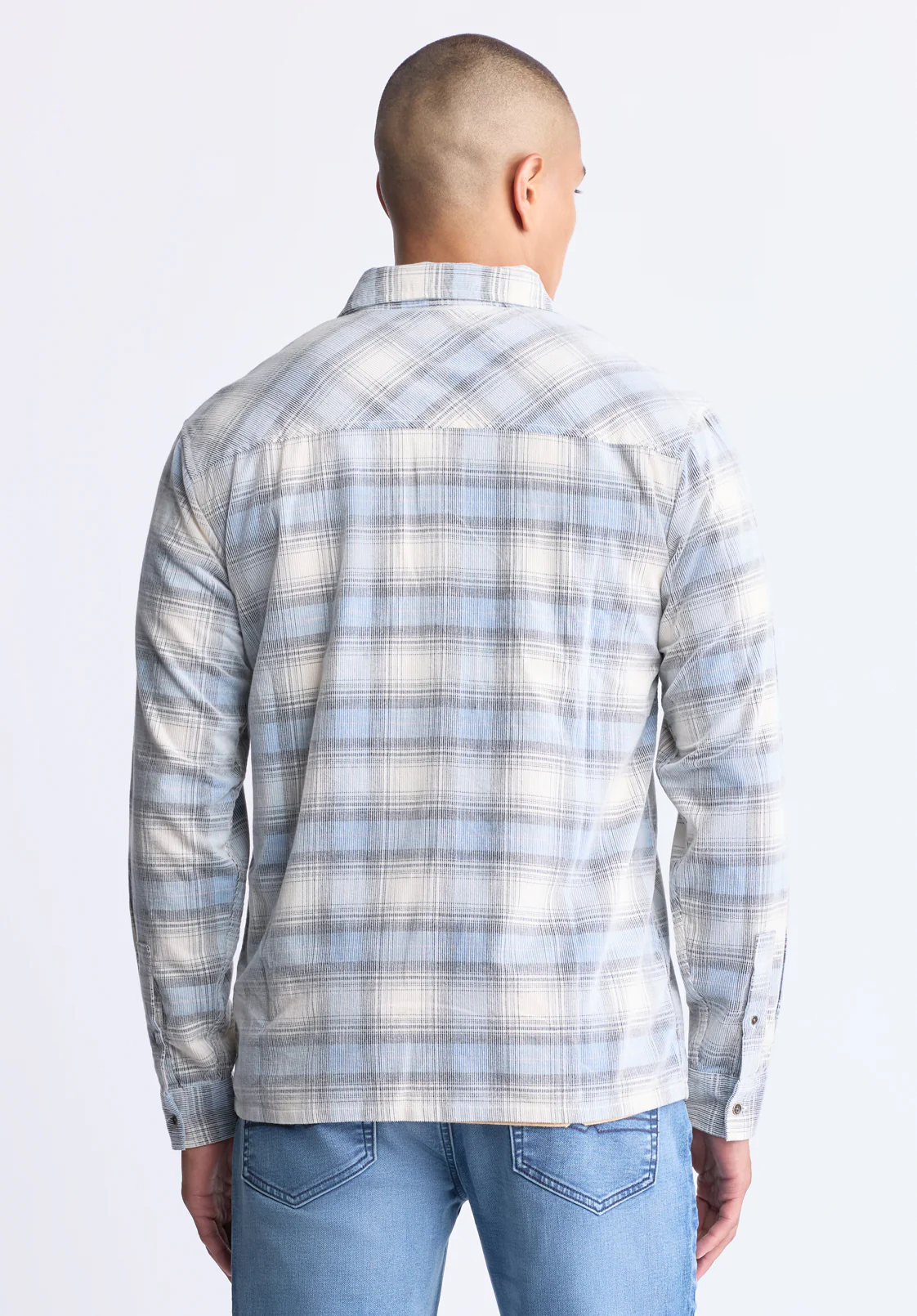 Satro Men's Long-Sleeve Plaid BShirt, Blue - BM24498 - Image 3