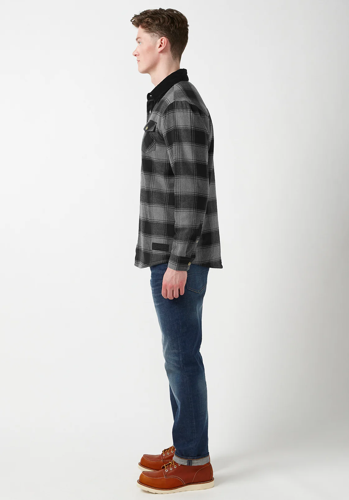 Seveno Shacket in Grey Plaid - BPM13670B - Image 4