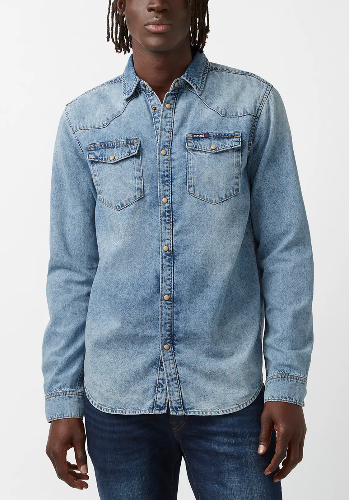 Sheldon Men’s Long-Sleeve Shirt in Light Denim Blue - BM22636 - Image 3