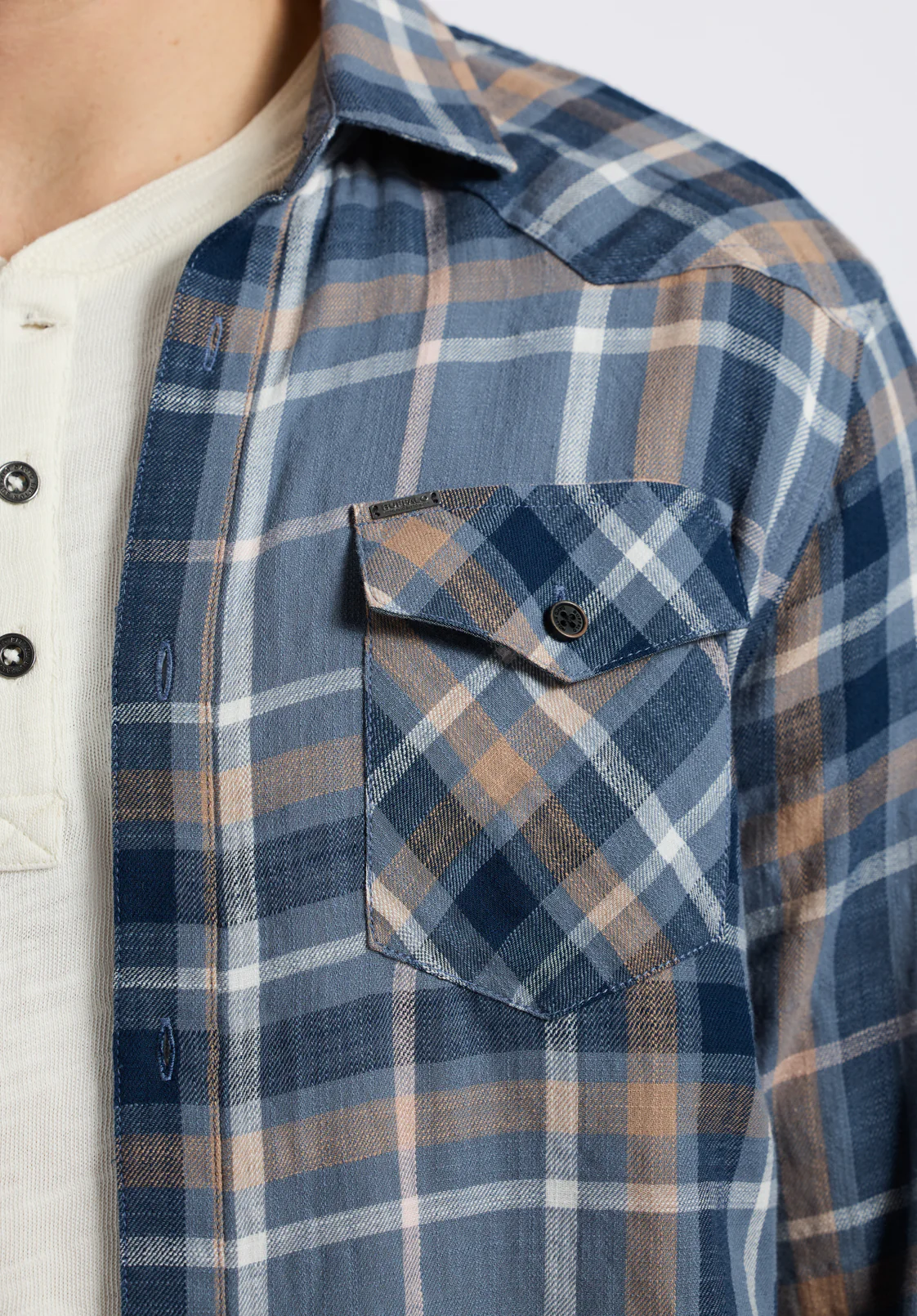 Sierra Men's Long-Sleeve Plaid Fitted Shirt, Moonlight Blue - BM24551 - Image 6