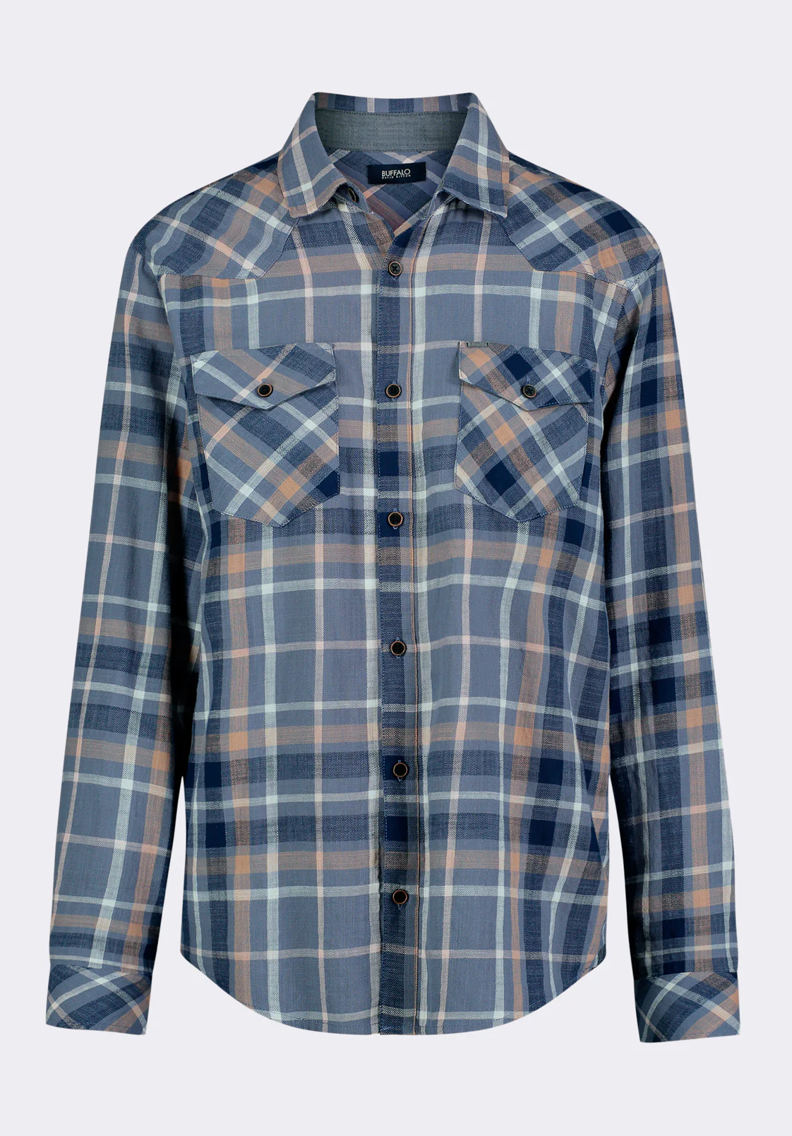 Sierra Men's Long-Sleeve Plaid Fitted Shirt, Moonlight Blue - BM24551 - Image 7