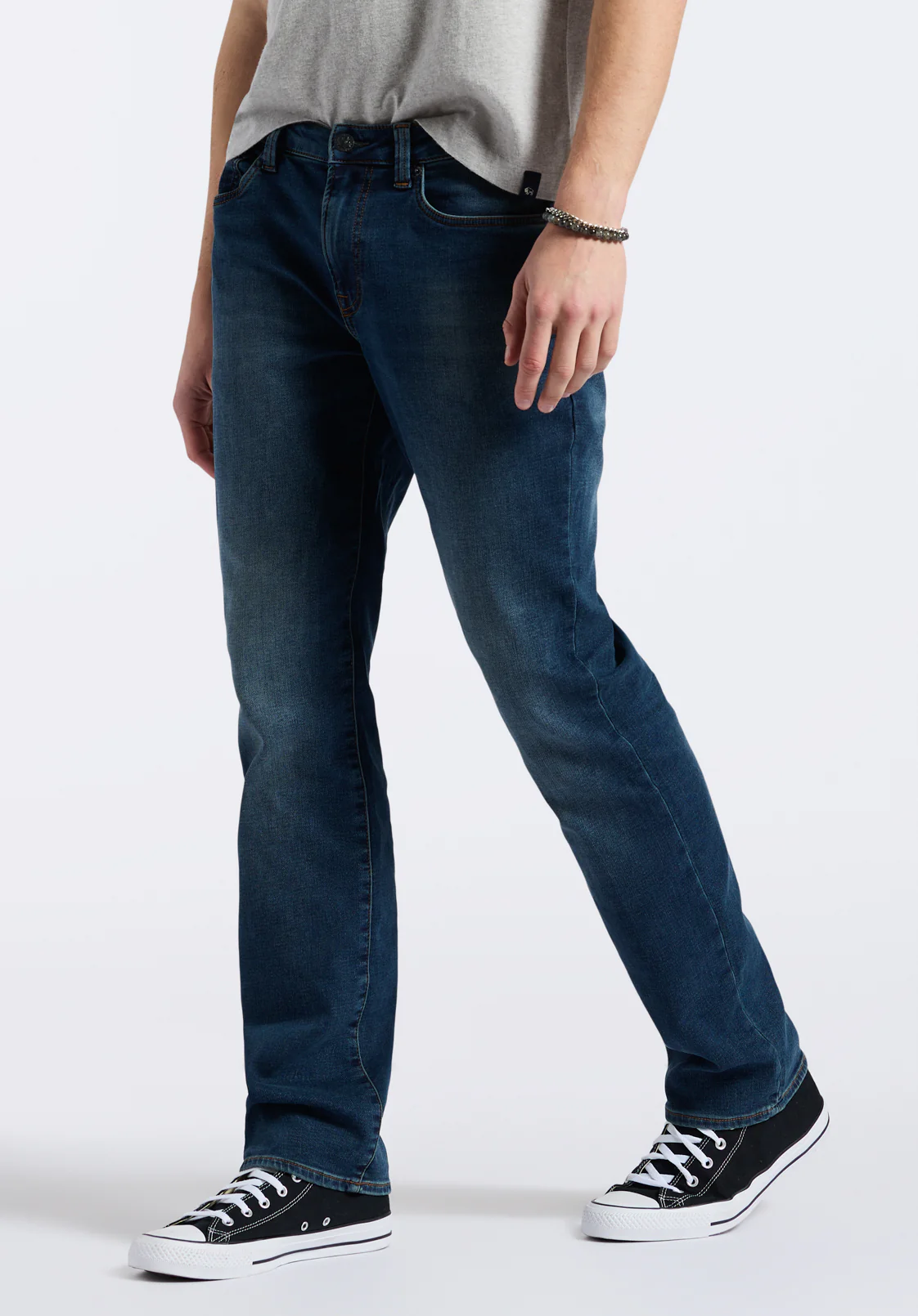 Straight Six Men's Freedom Flex Jeans in Dark Sanded Blue - BM22946 - Image 3