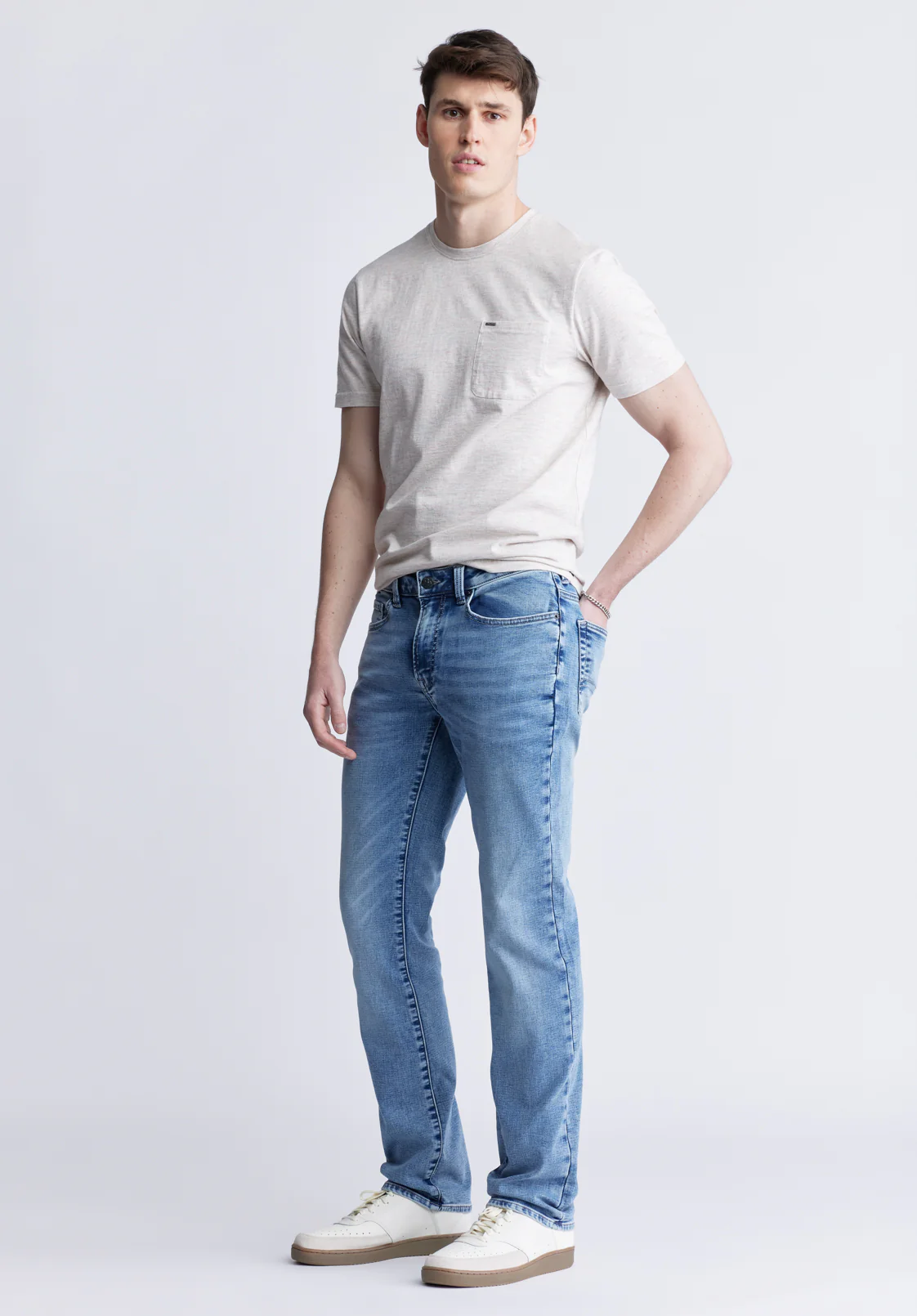 Straight Six Men's Five-Pocket Freedom Flex Jeans, Sanded Wash - BM22998 - Image 5