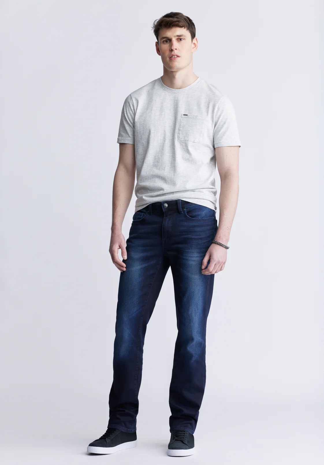 Straight Six Men's Five-Pocket Freedom Flex Jeans, Dark and Sanded - BM22999 - Image 6