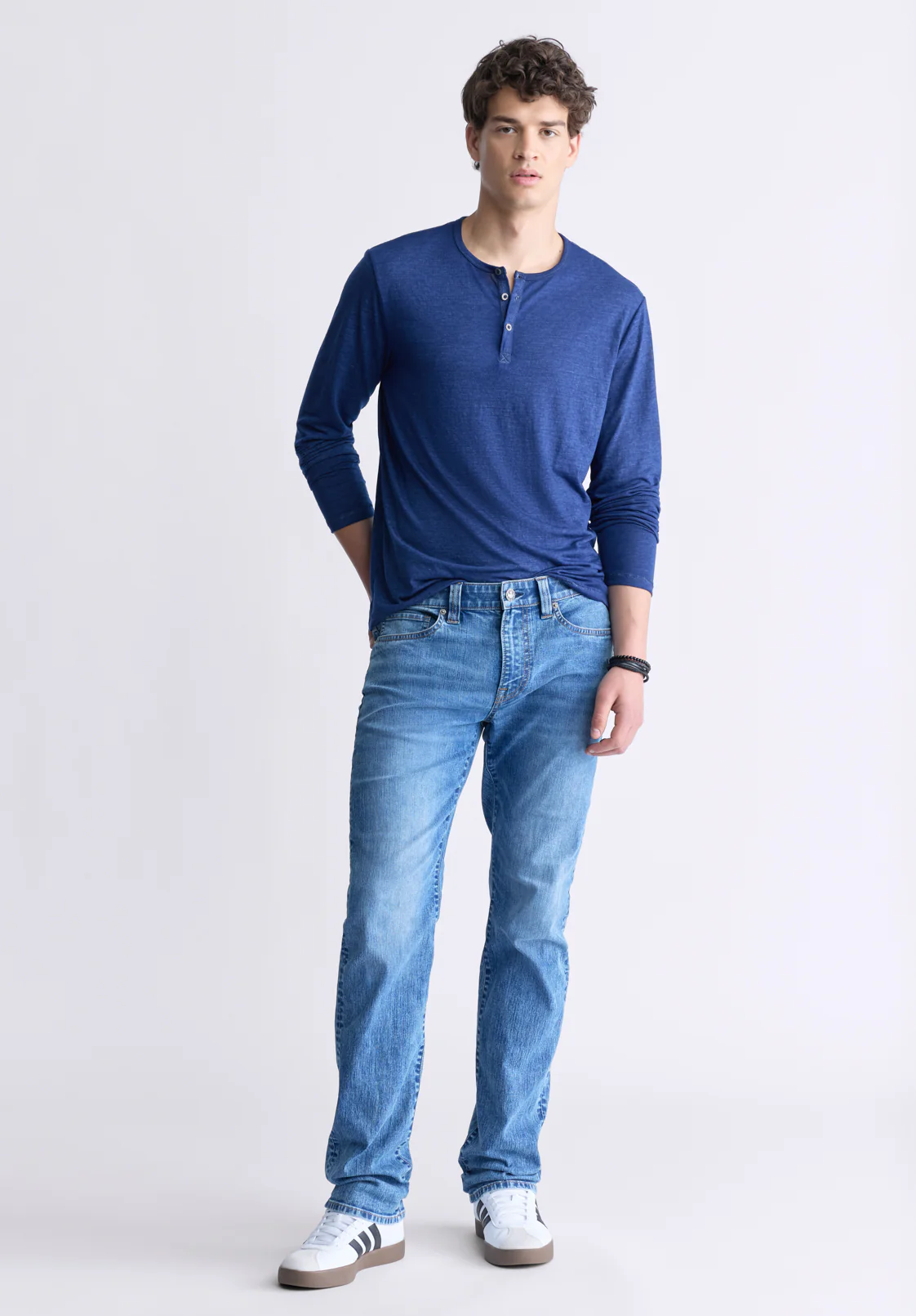 Straight Six Men's Jeans, Contrasted Indigo - BM26028 - Image 4