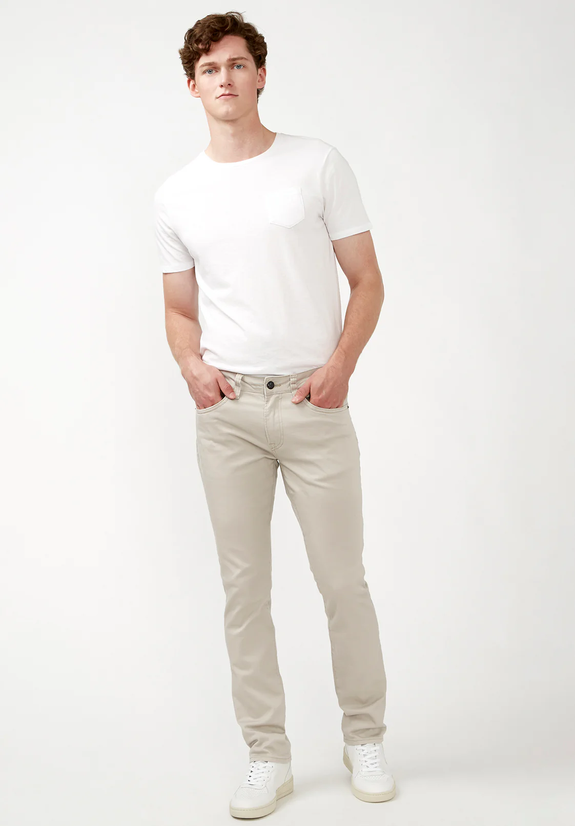 Slim Ash Men's Twill Pants in Beige - BM22017 - Image 5
