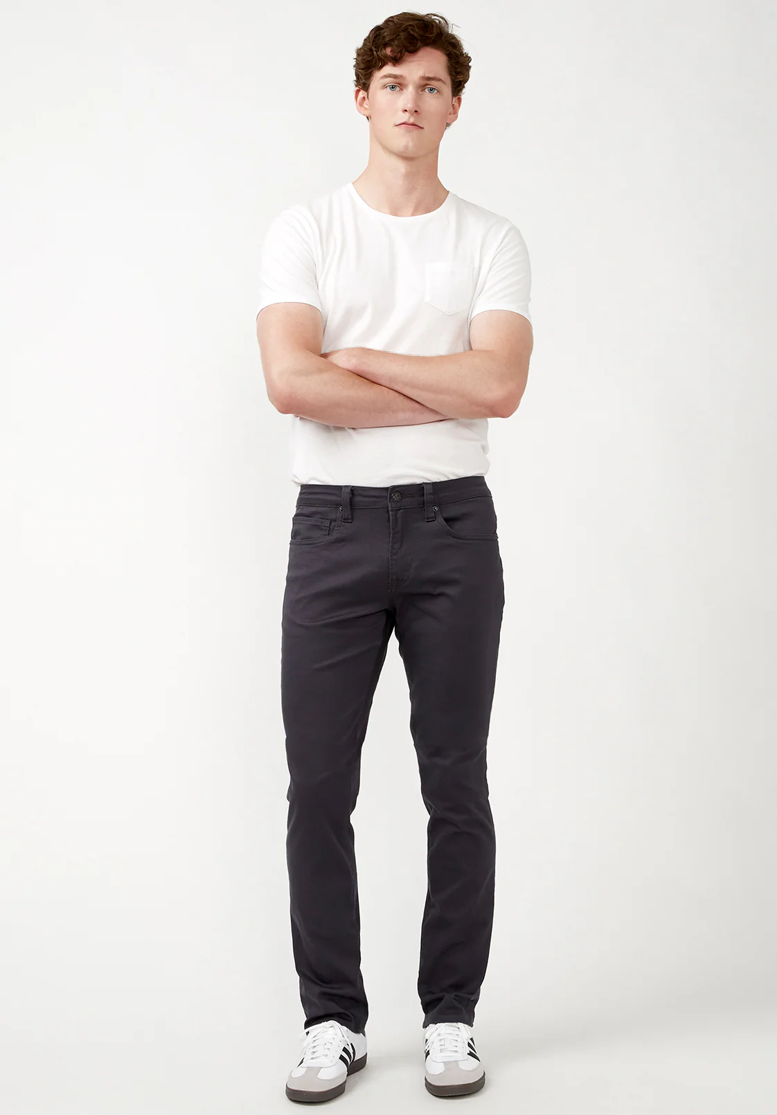 Slim Ash Men's Twill Pants in Authentic Charcoal Gray - BM22017 - Image 4