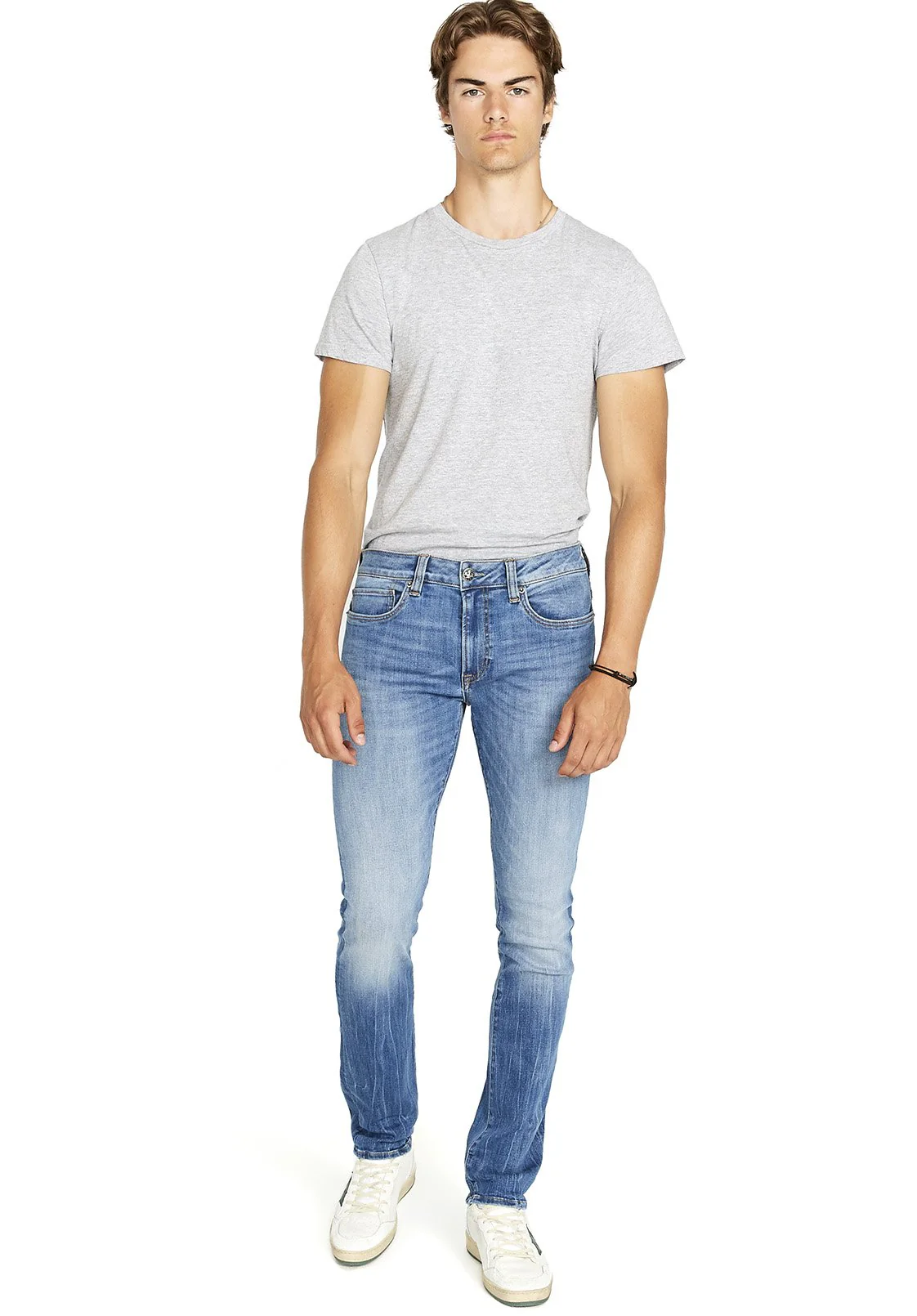 Slim Ash Men's Jean in Veined and Crinkled Blue - BM22611 - Image 4