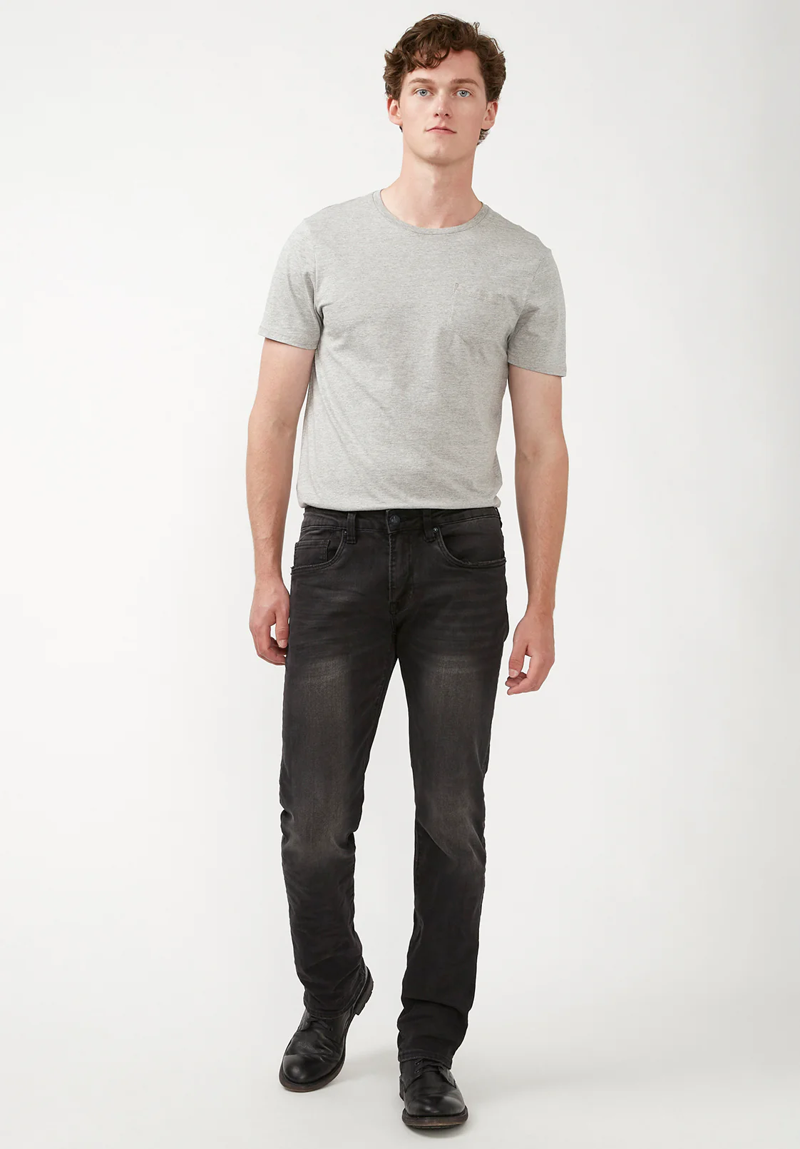Straight Six Men's Jeans in Crinkled and Sanded Black - BM22614 - Image 4
