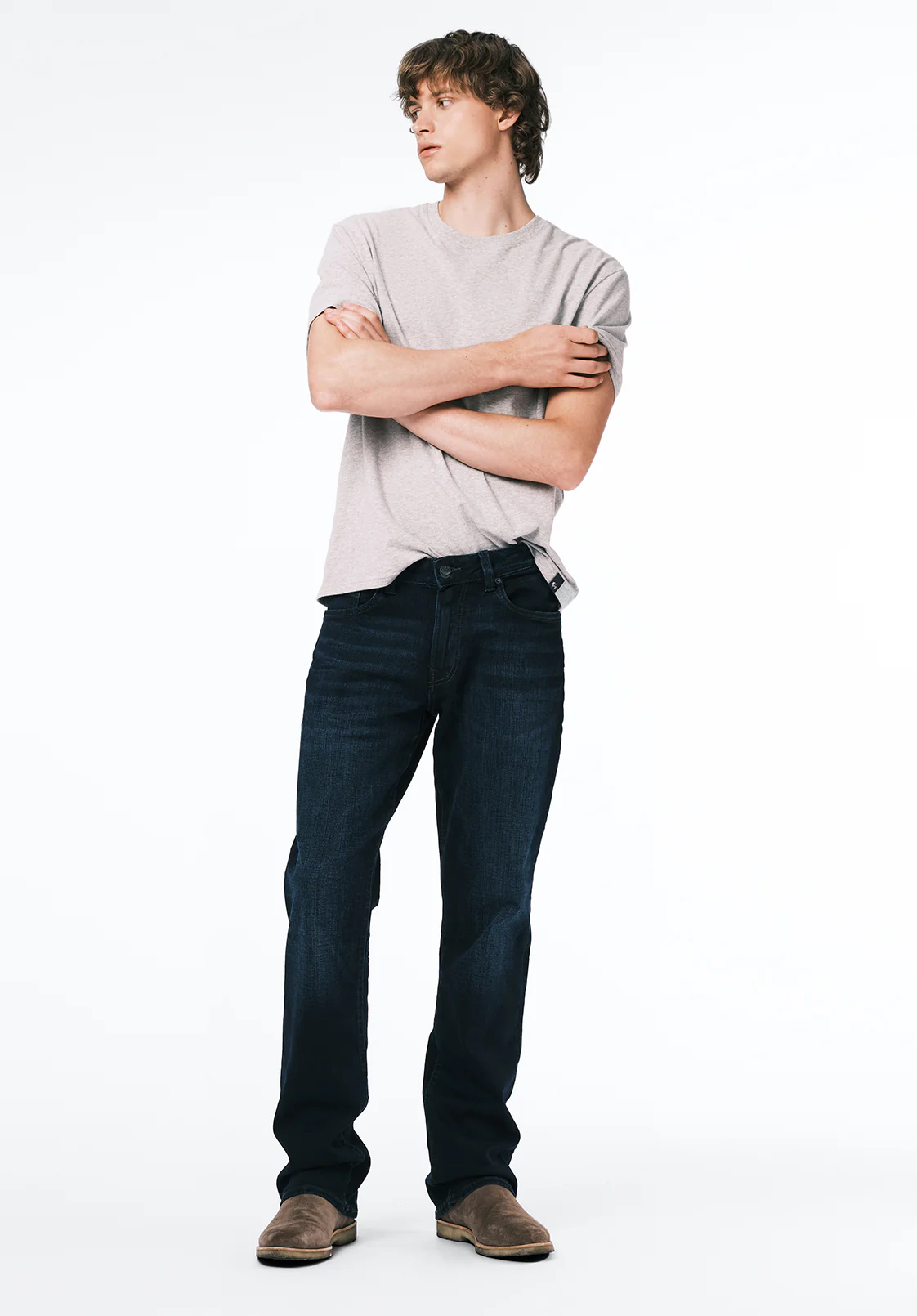 Slim Bootcut King Men's Jeans in Whiskered and Sanded Dark Blue - BM22675 - Image 4