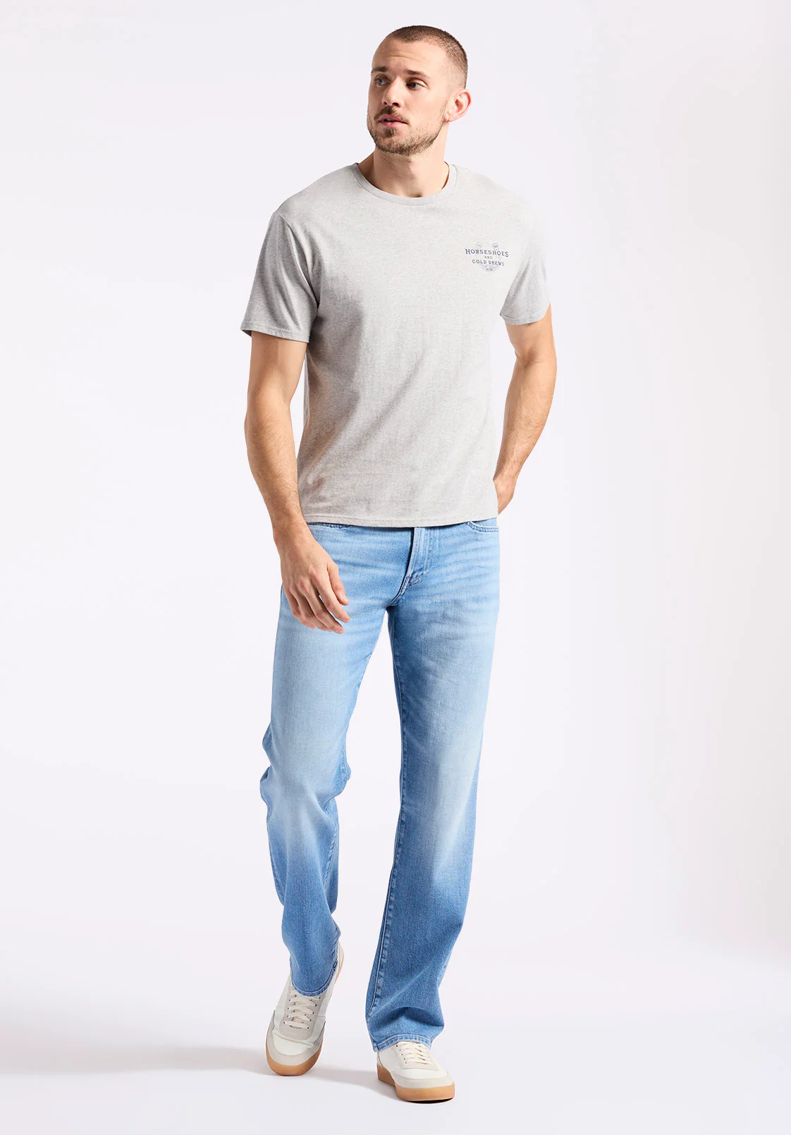 Tastrup Men's Graphic T-Shirt with Horseshoes Print, Heather Grey - BM24637 - Image 4